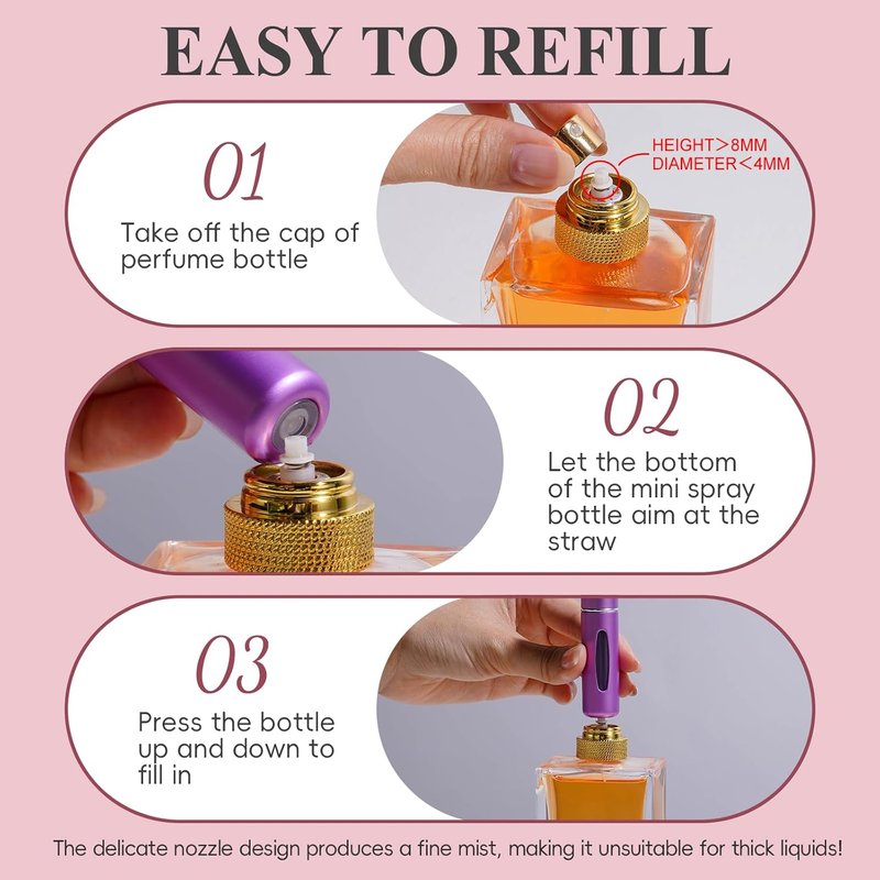 Mini Refillable Perfume Atomizer Bottles - 24 Pcs Travel Size Spray 5ml with Carrying Bag