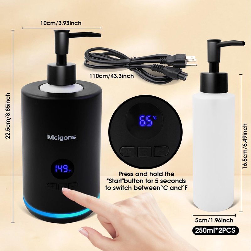 Oil Warmer for Massage, Massage Oil Warmer, Body Oils Heater for Spa, Salon and Barber Shops, with Two Oil Bottle Dispenser, Constant Temperature (White)