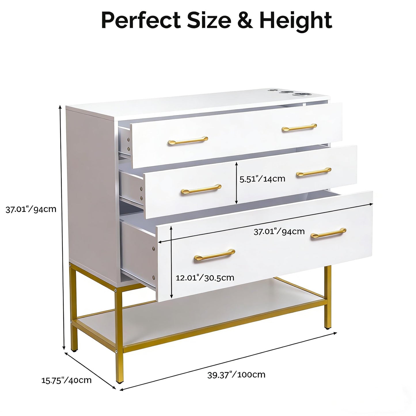 OmySalon Salon Station, Barber Station with 3 Drawers & 3 Hair Dryer Holders, Free Standing Cabinet with Open Shelf, Storage Styling Stations for Barbershop Beauty SPA, White