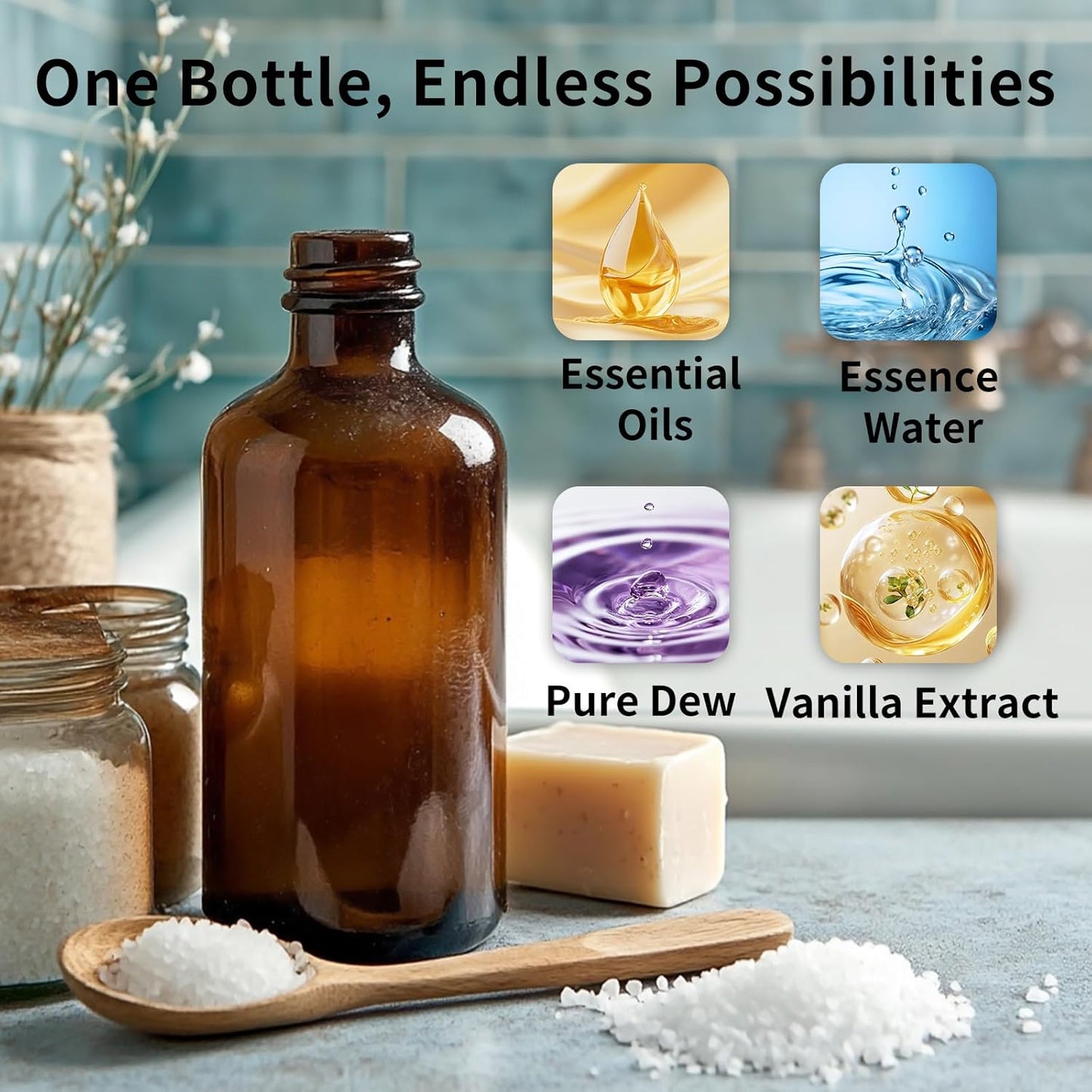 Amber Glass Boston Round Bottles - 24 Pack 8oz Airtight Containers for Kombucha, Oils & Condiments