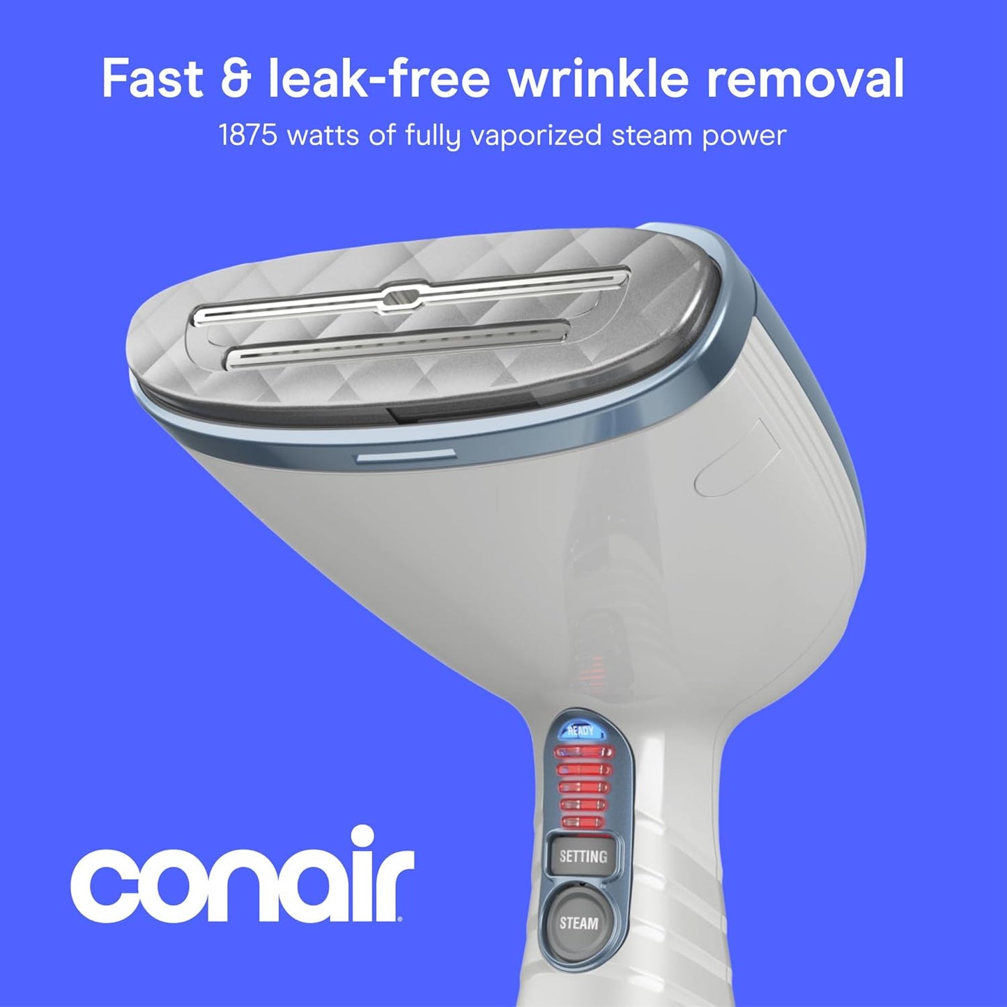 Conair Handheld Garment Steamer - Turbo ExtremeSteam 1875W | Portable Blue Fabric Steamer for Clothes