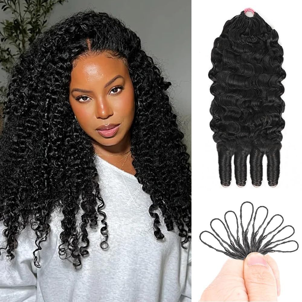 Sterly Burmese Curly Crochet Human Hair for Black Women 120g Miracle Konts Crochet Human Hair Bundles 18 Inch Pre-Separated Feather Crochet Hair Premium Reusable Natural Black