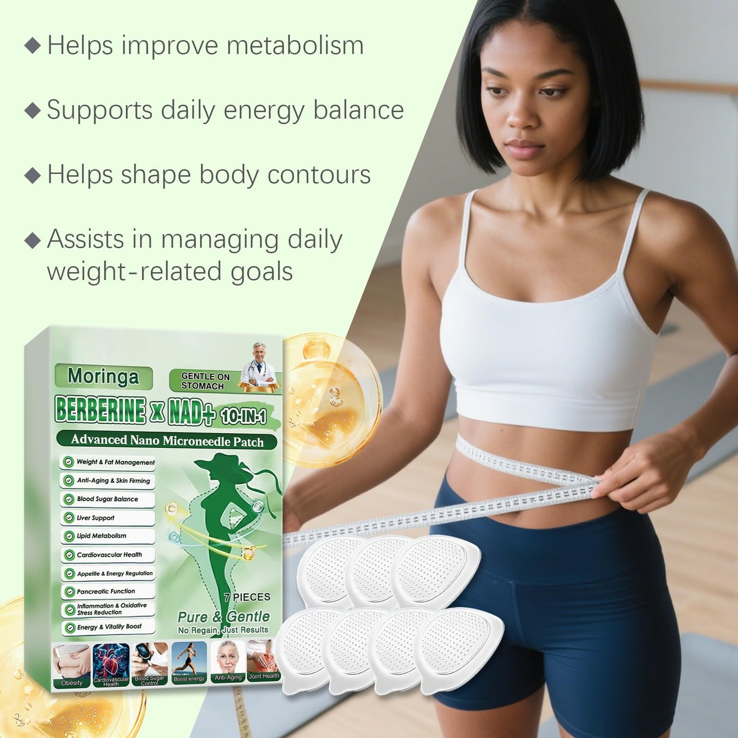 10-In-1 Advanced Nano Microdarts Patch, 10-In-1 Patches, Firms Skin; Natural Ingredients Suitable for All Skin Types