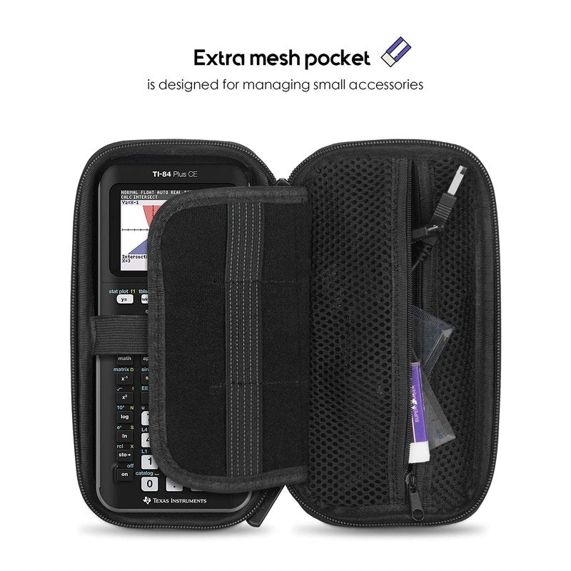 ProCase Hard EVA Case for Texas Instruments Ti-84 Plus CE, Durable Travel Storage Carrying Box Protective Bag for Ti-84 Ti-83 Ti-85 Ti-89 Ti-82 Plus/C CE Graphing Calculator and More -Black