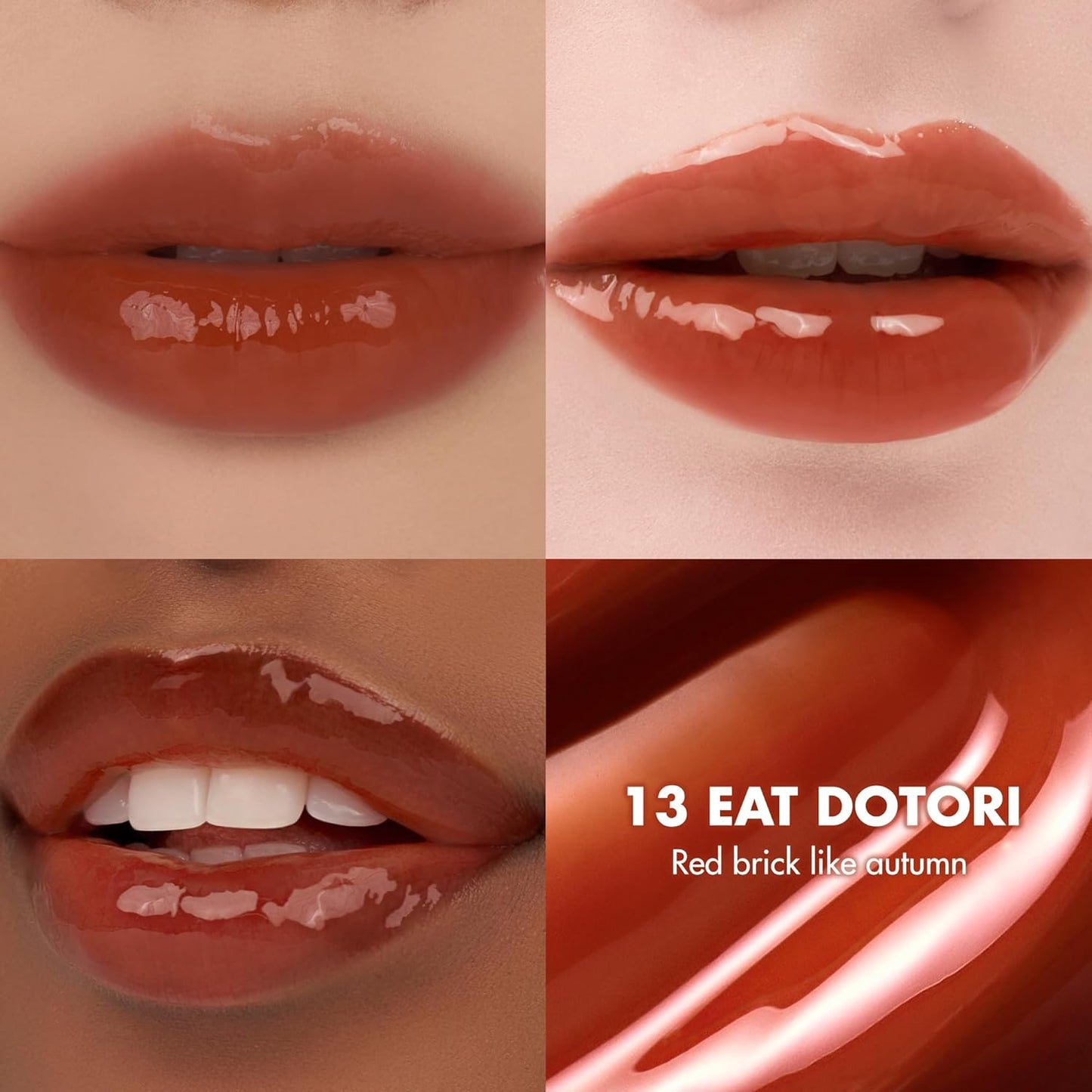 Juicy Lasting Tint Lip Stain - Long-Wearing Glossy Formula | 13 Eat DotorI Red Brick | Non-Sticky, Plump Lips