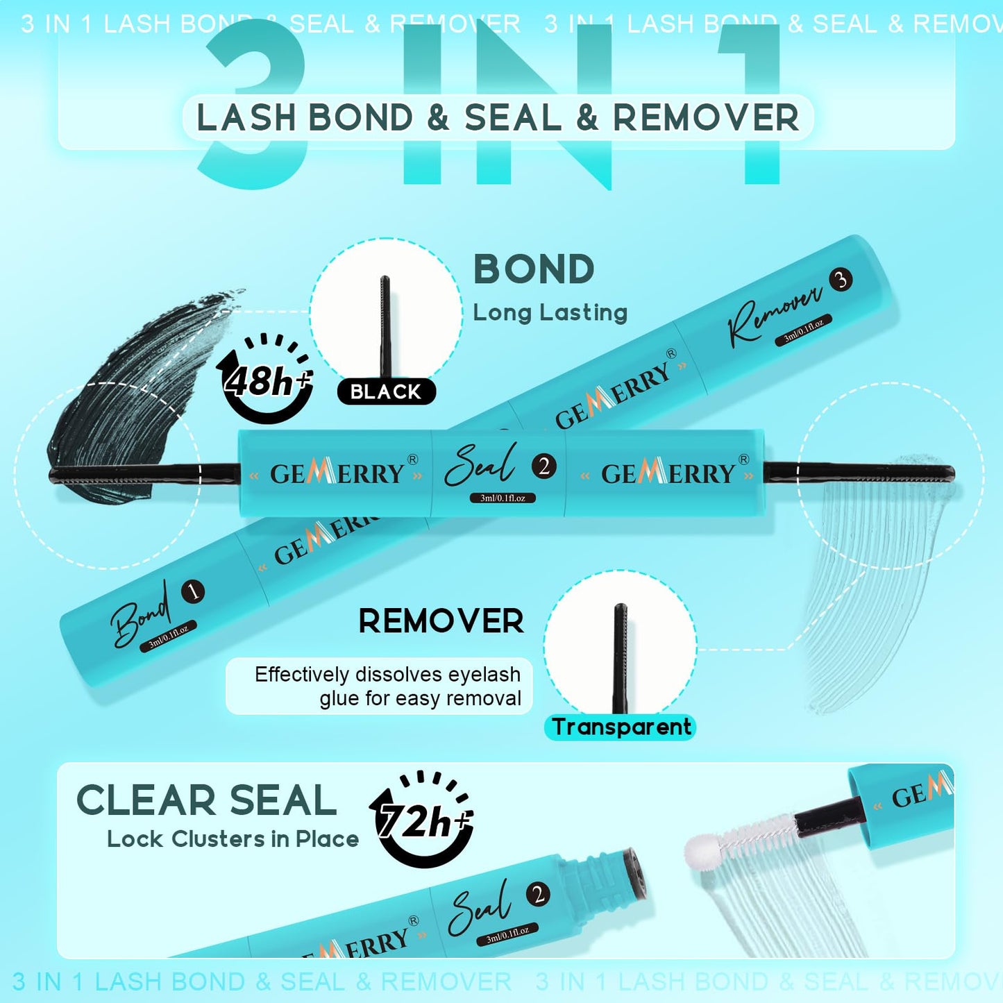 GEMERRY Lash Bond and Seal Remover 3-in-1 (3ml/3ml/3ml)