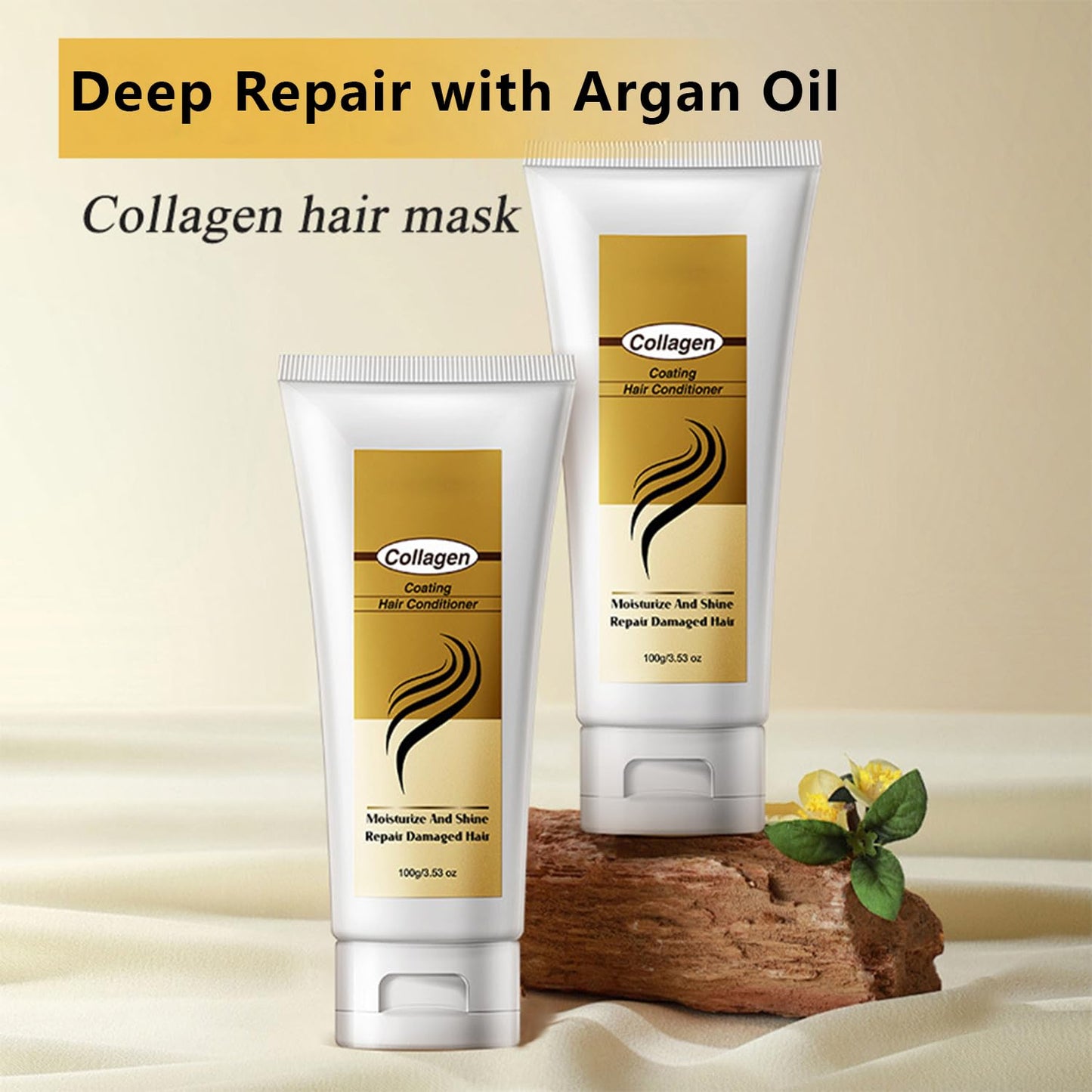 Collagen Hair Mask - Protein Hair Treatment with Argan Oil for Dry & Damaged Hair, Intensive Conditioning Mask for All Hair Types, 3.5oz