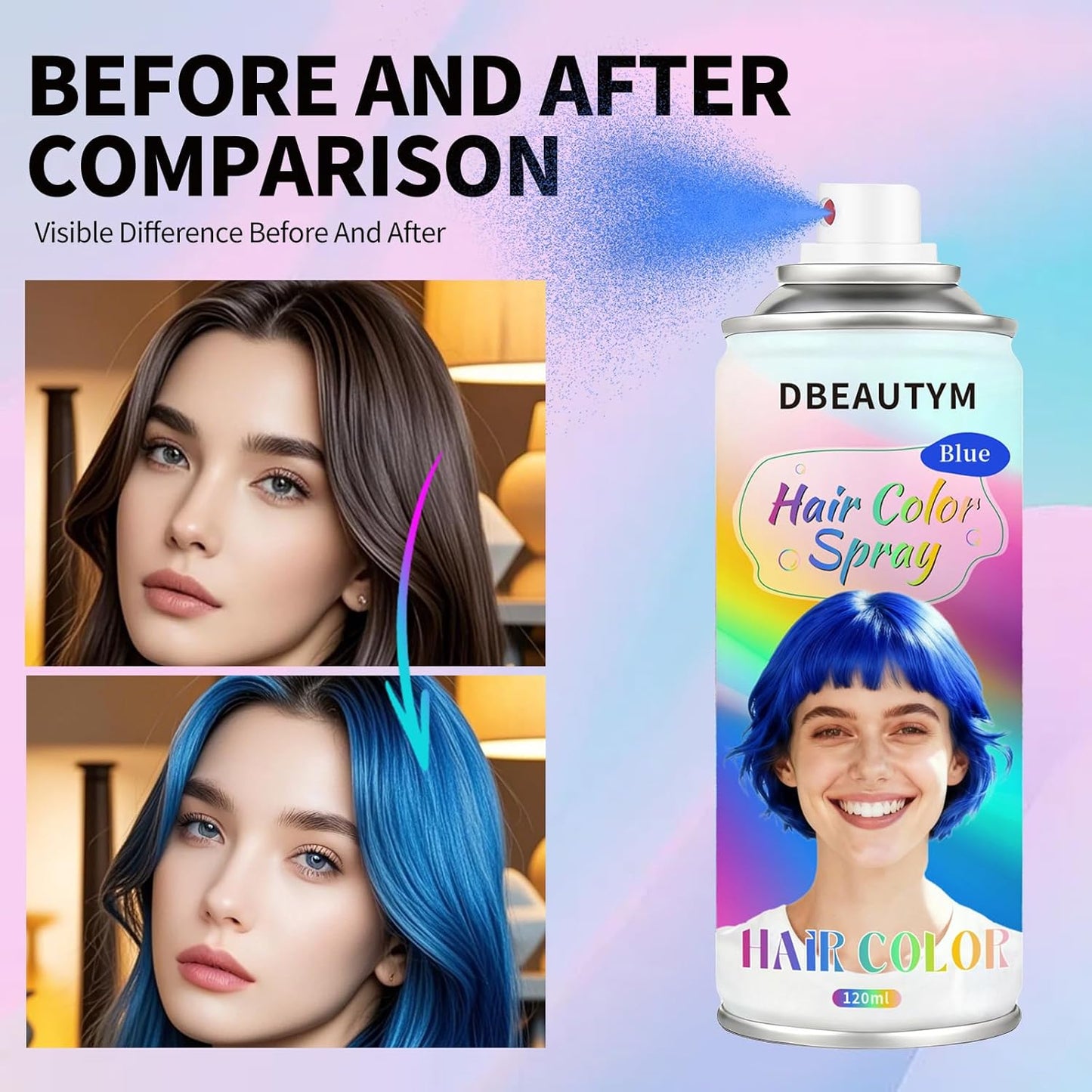 Temporary Hair Color Spray - Washable & Quick Drying for Kids, Women, Men | 4 Colors Available (Red, Blue, Purple, Green)