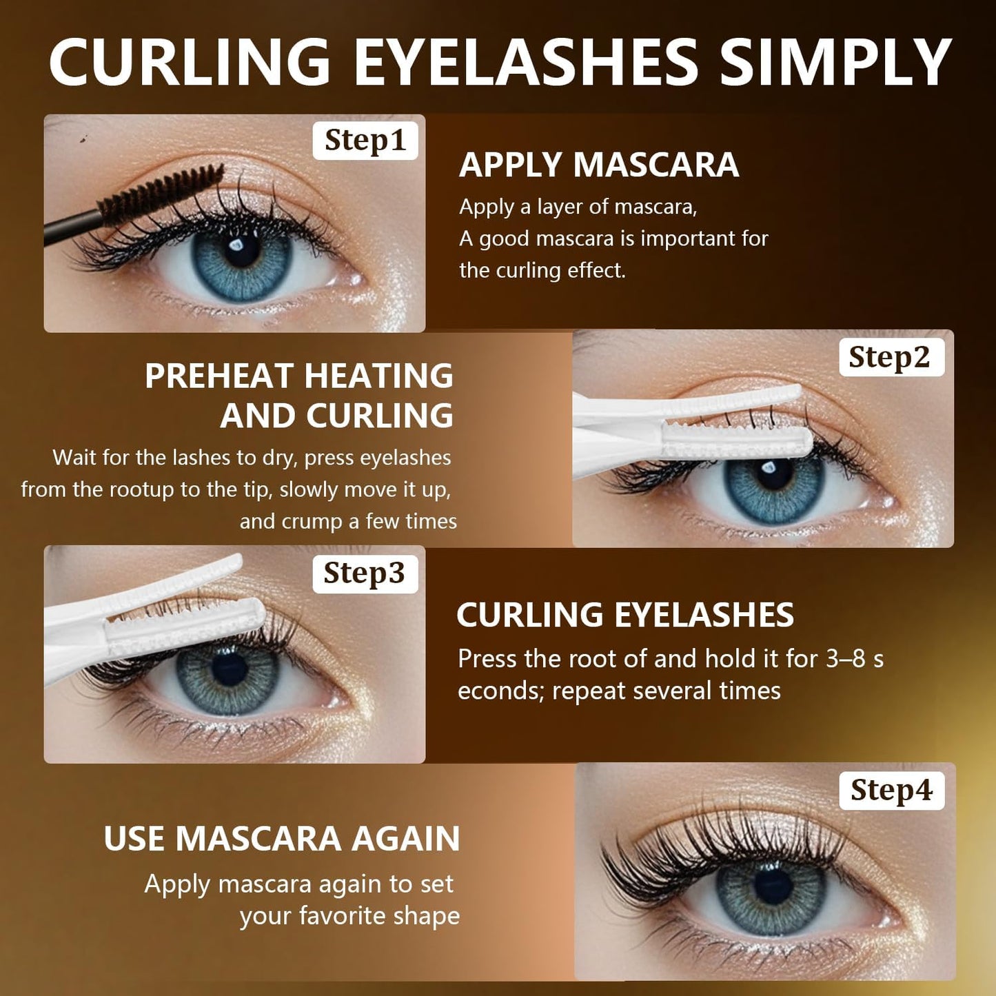 Heated Eyelash Curler - 2-in-1 USB Rechargeable Design with 3 Temperature Modes | Long-Lasting Natural Curl