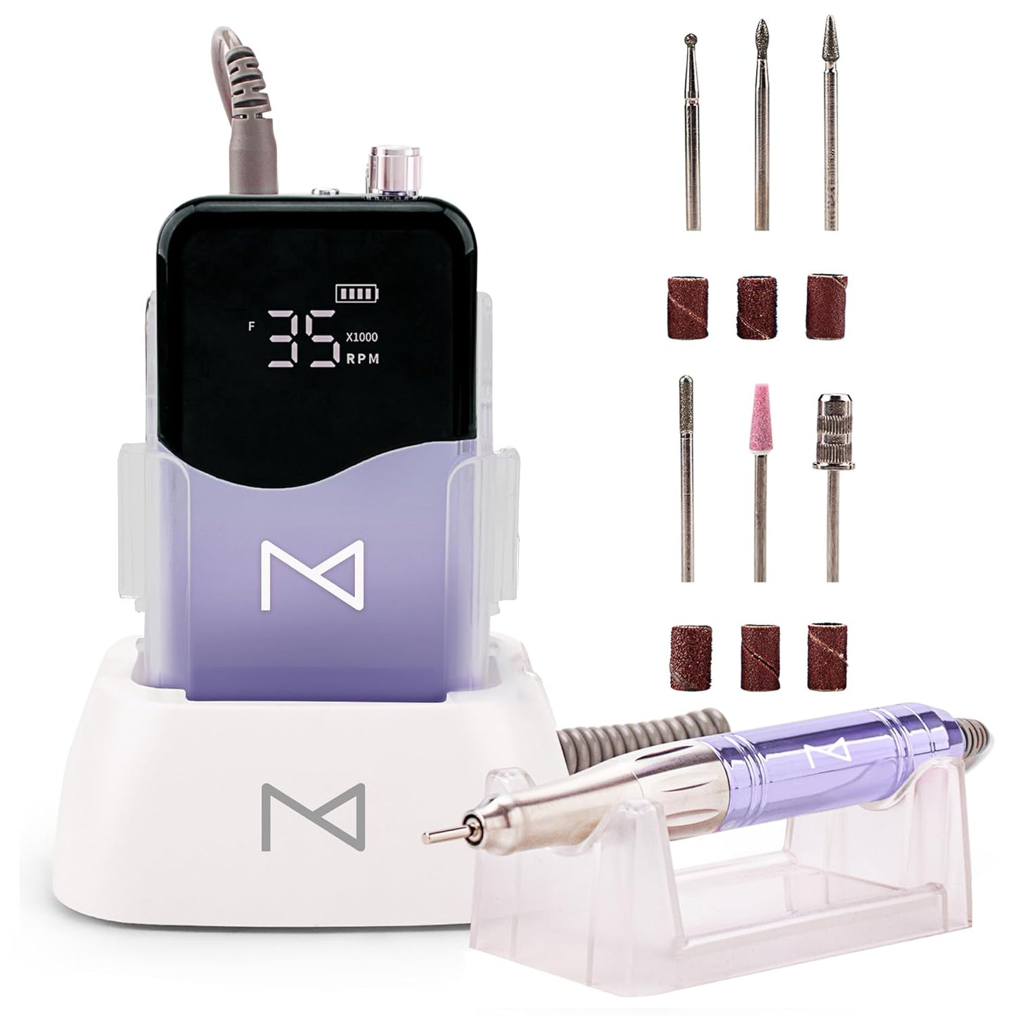 Professional Nail Drill Machine - Cordless 2-in-1 Electric Nail File - 35000 RPM, HD Display | Rose Gold