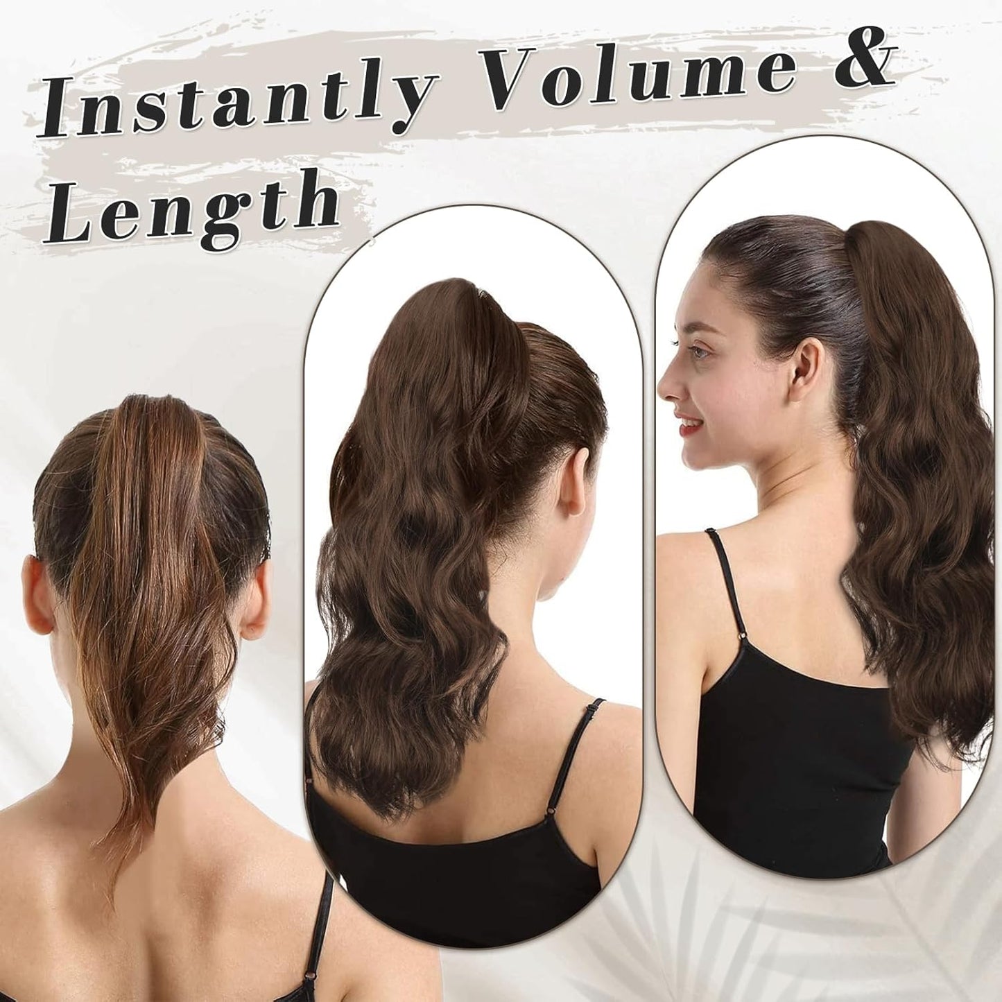 Black Claw Clip Ponytail Extension - 20 Inch Long Wavy Synthetic Hairpiece for Women | Lightweight Natural Look