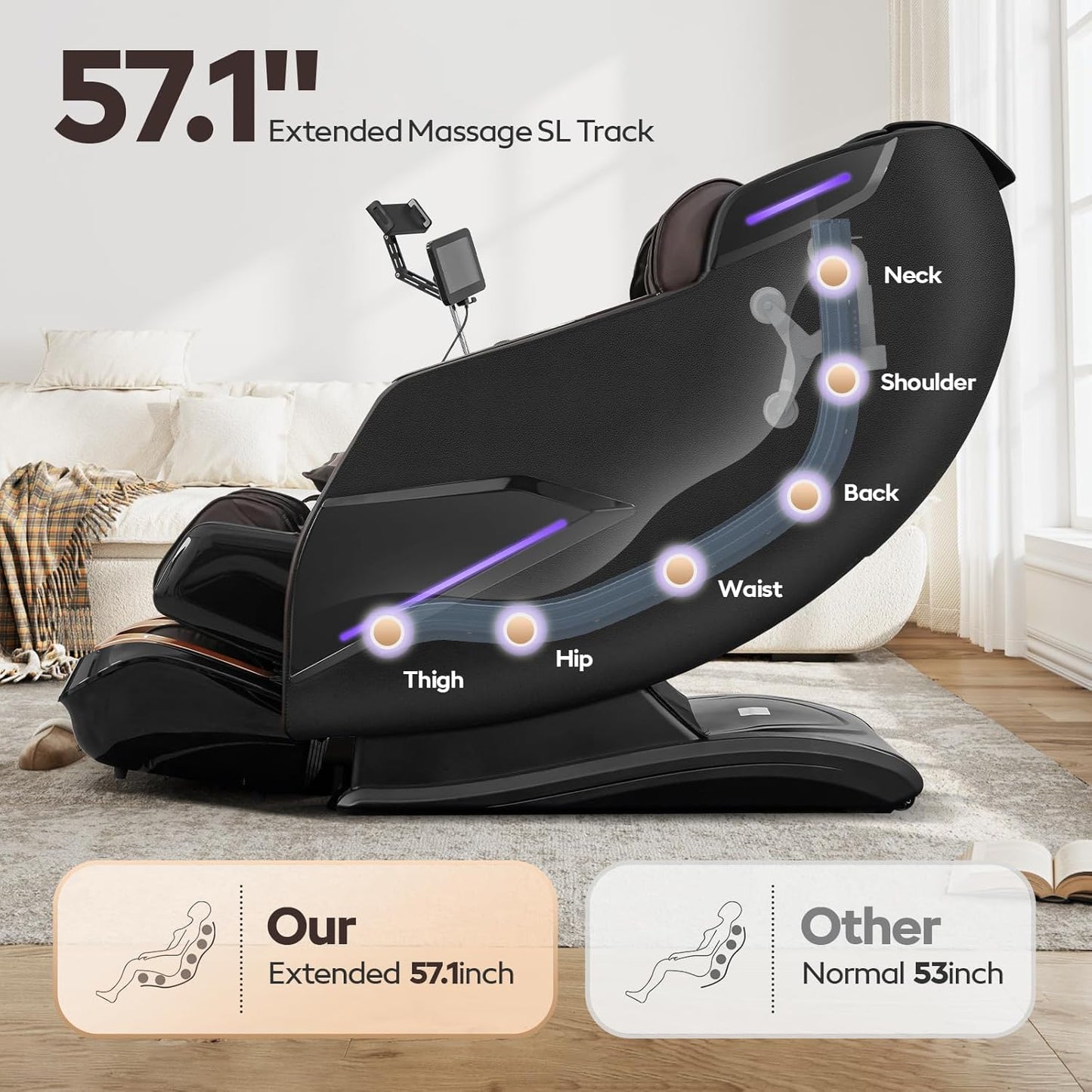 4D Massage Chair - Full Body Shiatsu Recliner with Zero Gravity & Core Heating | 20 Massage Techniques, Deep Yoga Stretch, Foot Rollers