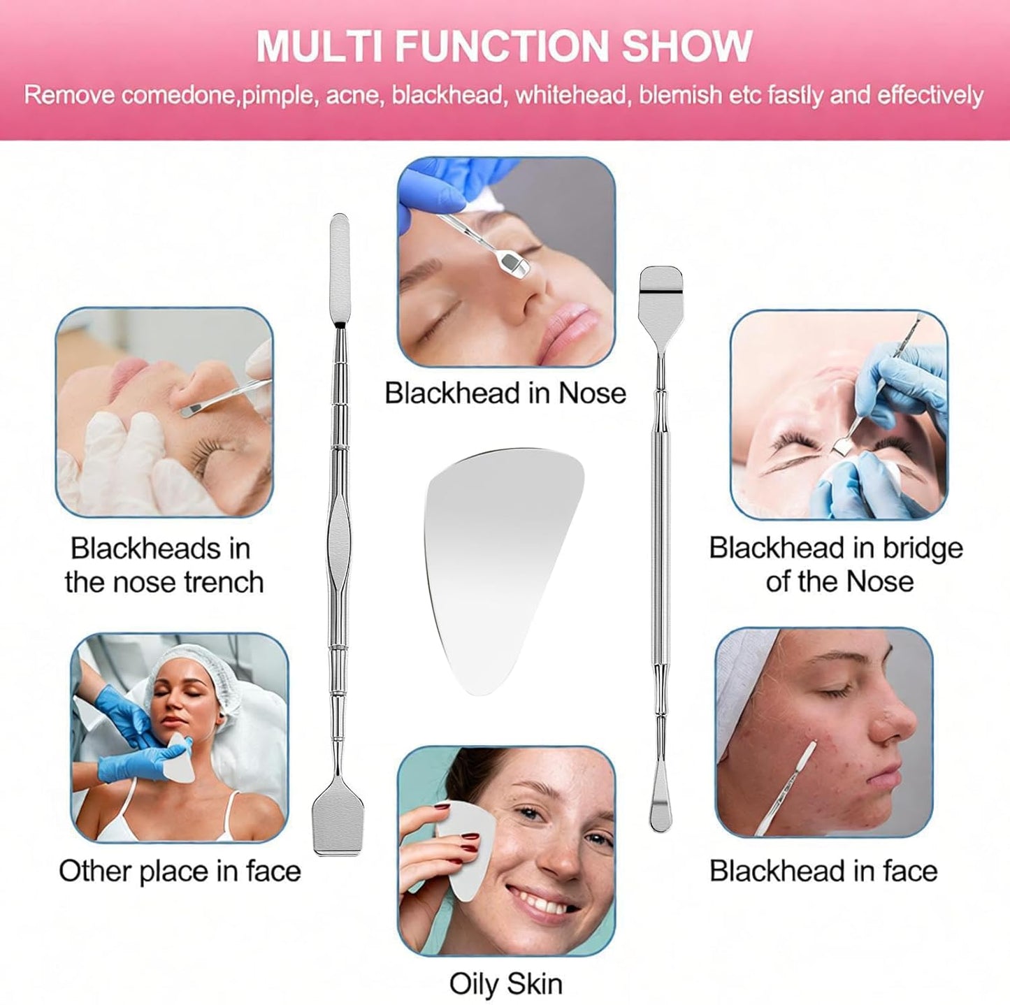 Pimple Popper Tool Kit - 60PCS Stainless Steel Blackhead Remover Set for Acne & Blemish Treatment | Professional Extractor Tweezers