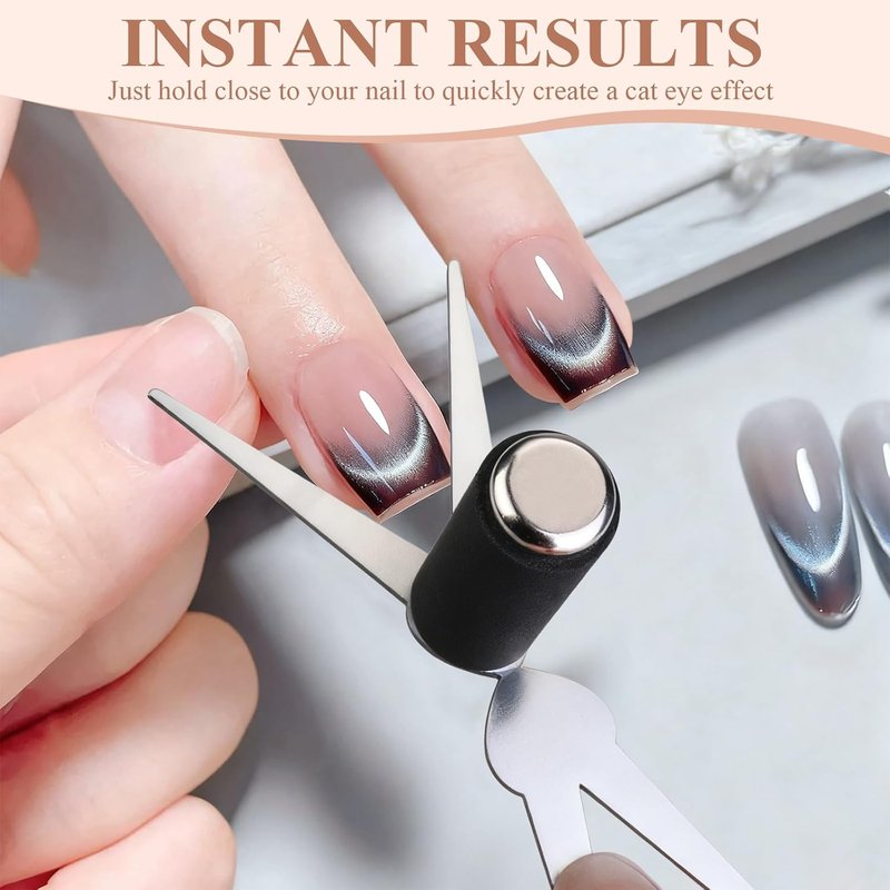 Ring Magnet for Nails - Cat Eye Gel Polish Tool Set for Instant 3-Second Effects | Neodymium Magnetic Nail Art