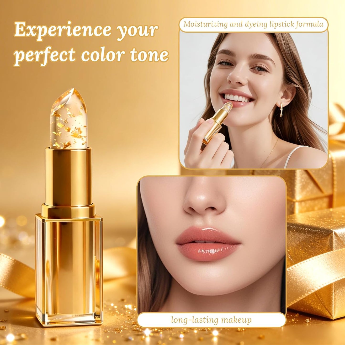 Color Changing Lipstick Set - 2Pcs Transferproof Long-Lasting Hydration | PH Adjusting Clear Gloss