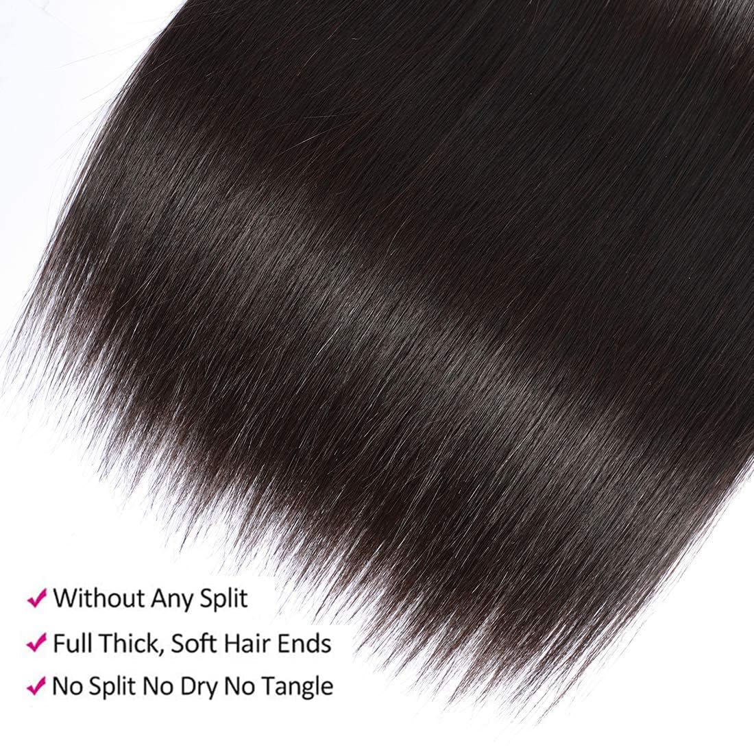#1B Straight Human Hair Bundles Natural Black Bundles Human Hair Straight #1B Bundle Unprocessed Hair Extensions 14 16 18 Inch 150g