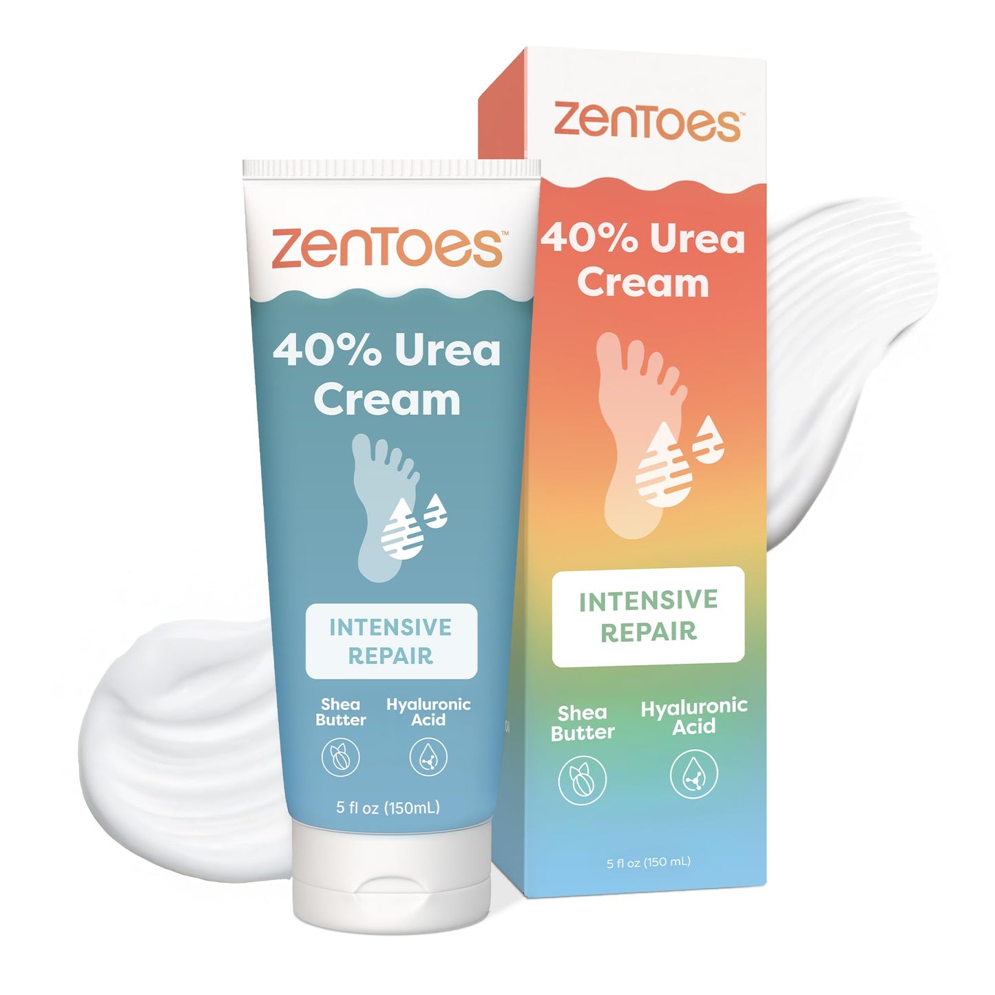 ZenToes Urea Foot Cream 40% | Softens Dry Cracked Heels, Calluses & Rough Skin | Gentle Exfoliating Cream with Lavender | 5oz