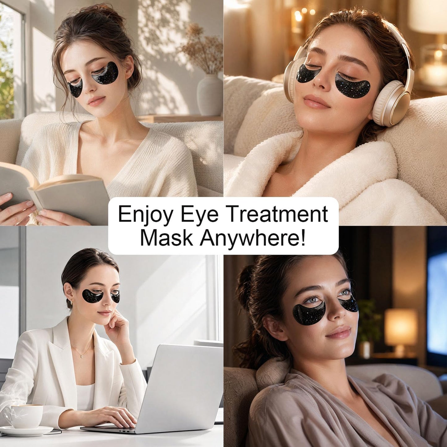 Under Eye Patches (60PCS), Parches Para Ojeras, Moisturizing Eye Patches for Puffy Eyes and Dark Circles, Collagen Eye Patches, Bamboo Charcoal Eye Mask, Hydrating, Reduce Wrinkles and Fine Lines