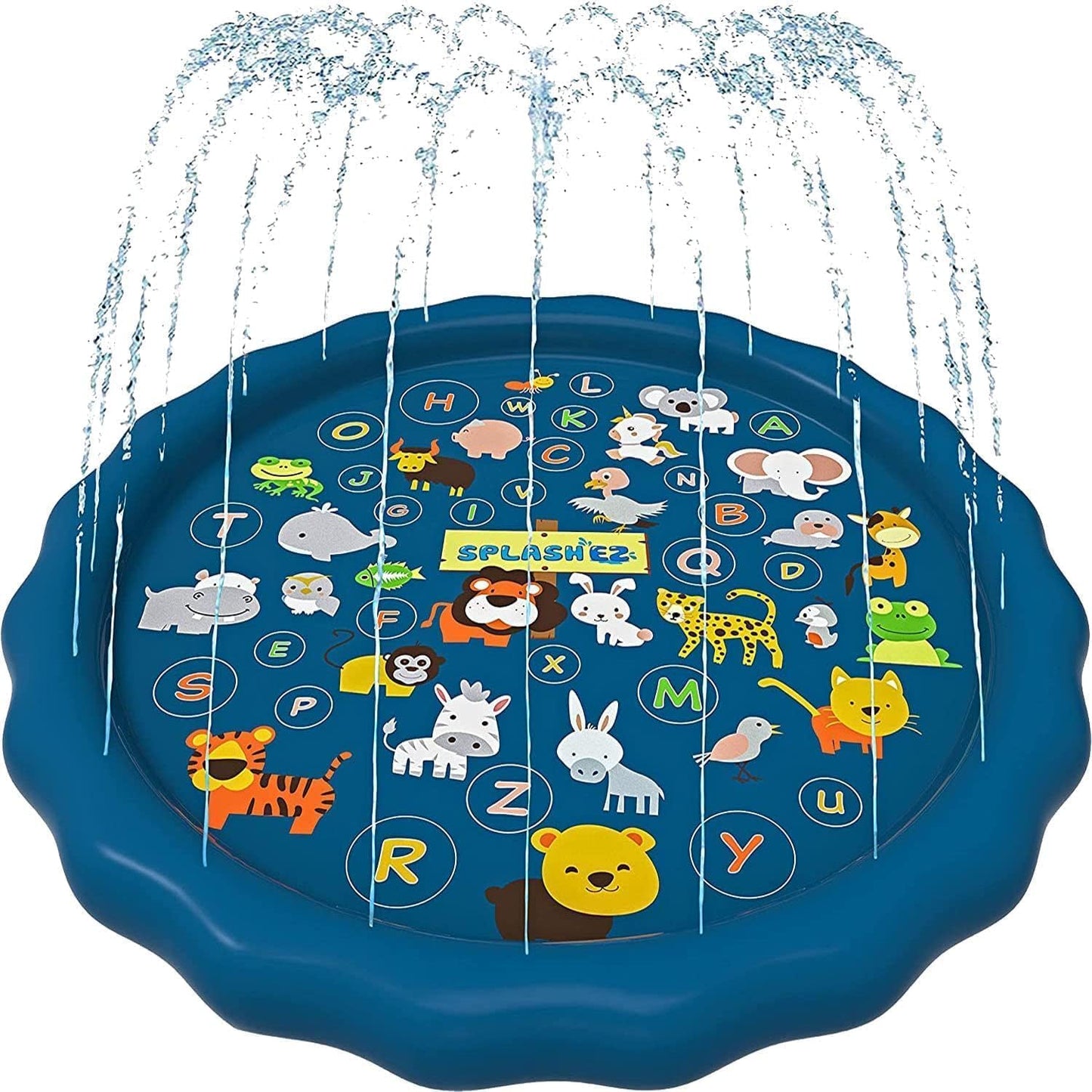 SplashEZ 3-in-1 Splash Pad | Toddler Sprinkler Pool for Learning & Outdoor Play - 60’’ Water Toys for Kids