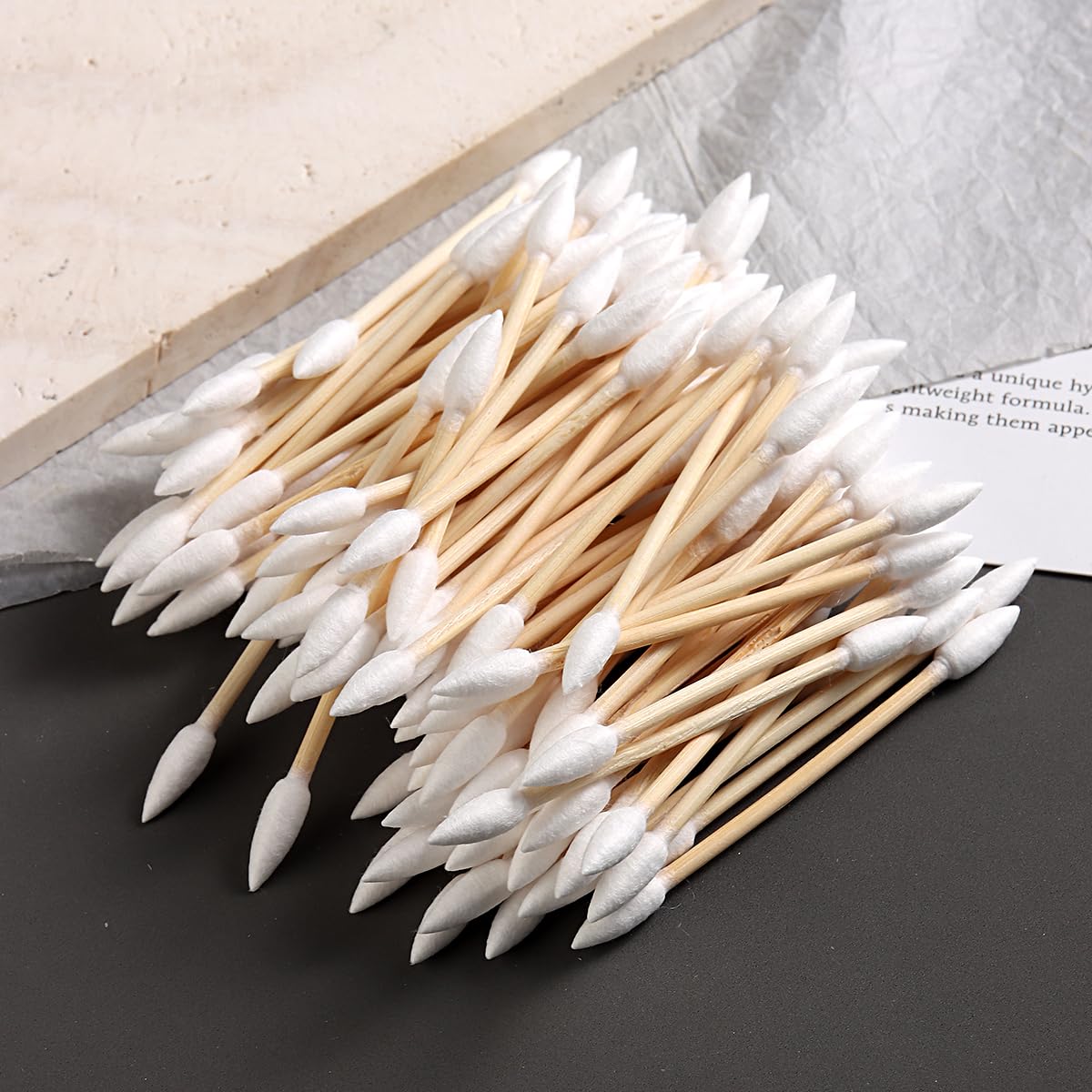 Pointed Tip Cotton Swabs - 200PCS Precision Double-Sided Buds for Makeup & Nail Polish Cleanup | Wooden Sticks