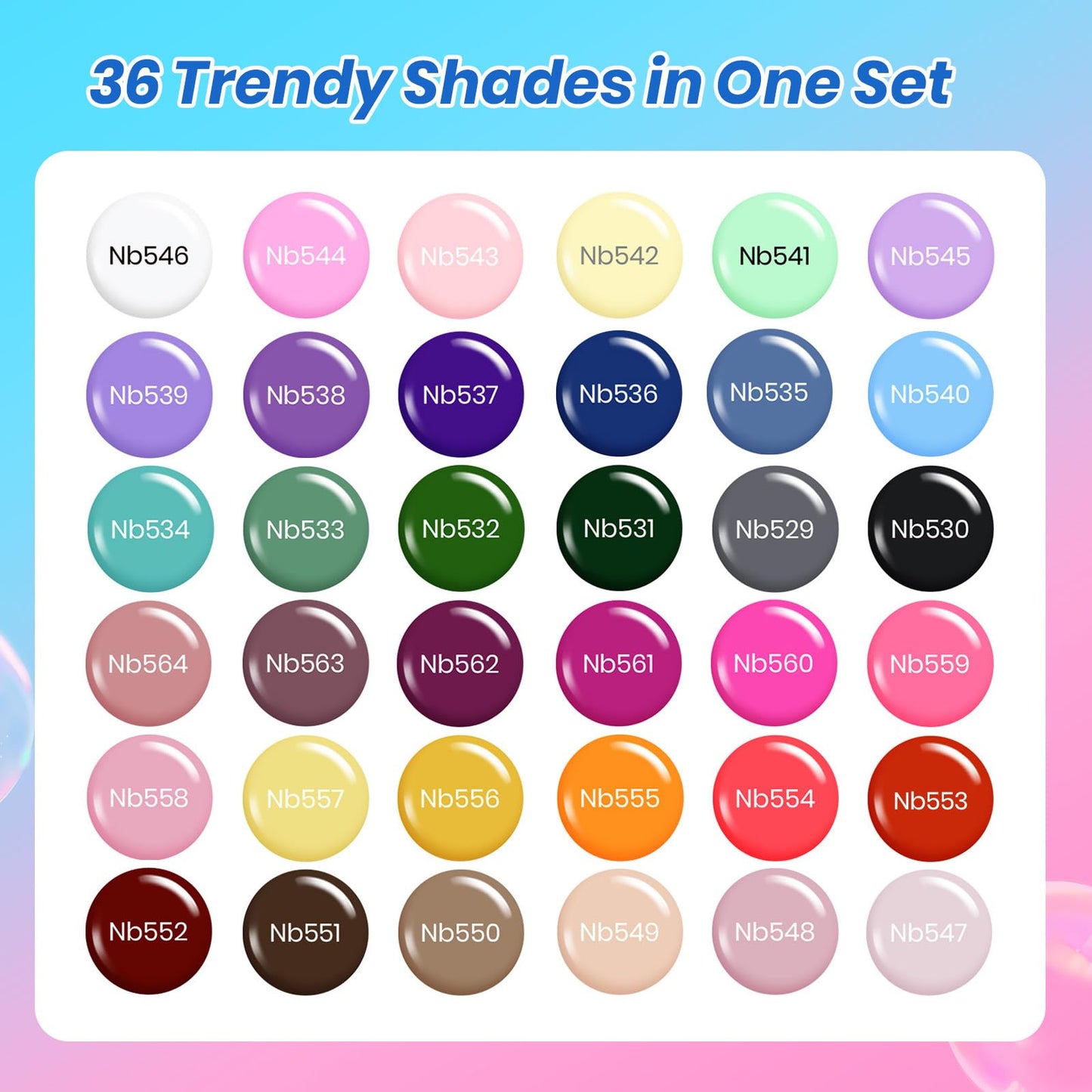 Beetles Deal Box 36 Colors Fall Gel Nail Polish Set Hema and TPO Free