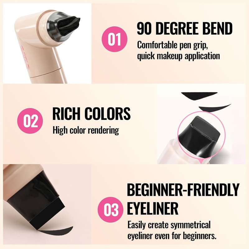 Winged Eyeliner Stamp Pen - Dual-Ended Cat Eye Makeup Tool | Quick-Dry, Long-Lasting, Smudge-Proof, Black
