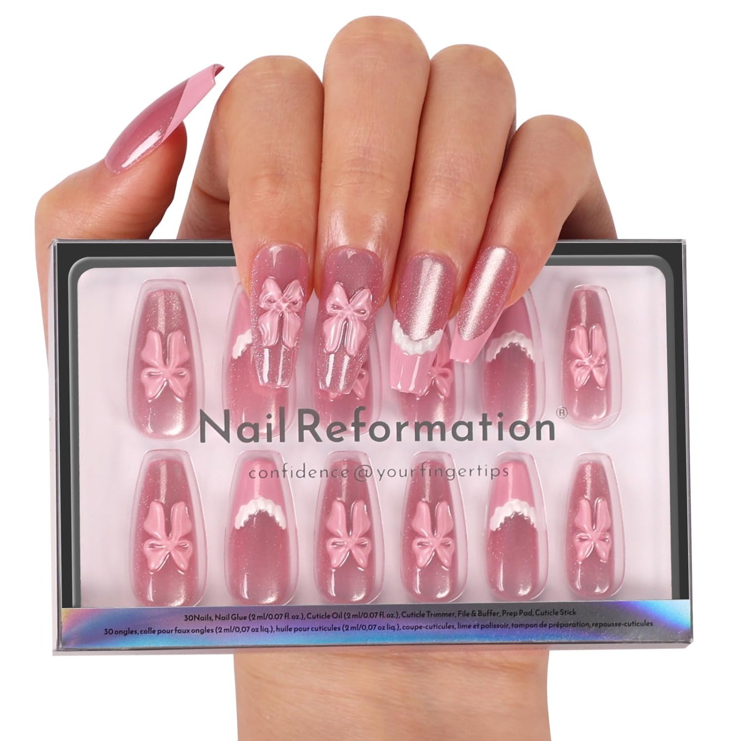 Press On Nails - Tropic Tide Sunset Orange to Deep Purple | Medium Almond Shape with 3D Floral Accents - Reusable 30-Piece Set in 15 Sizes