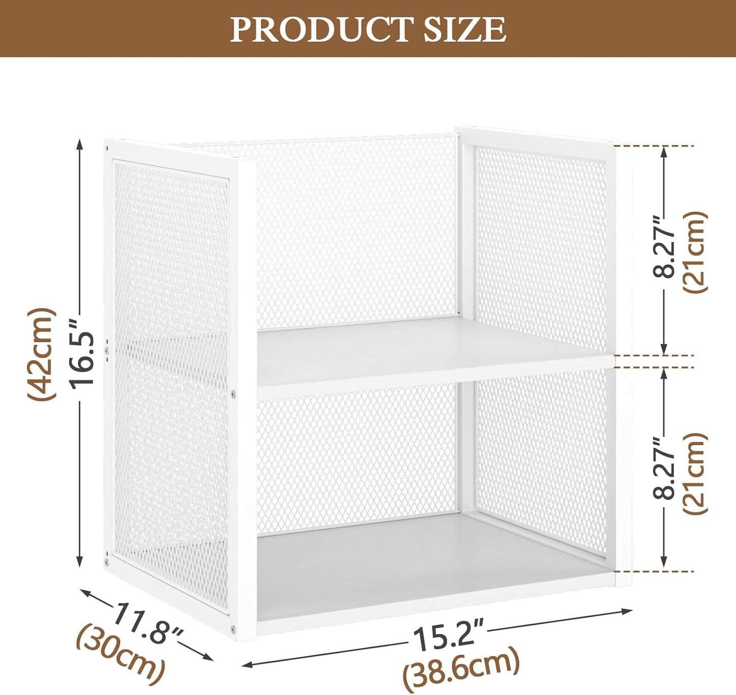 2-Tier Stackable Closet Organizers - Wire Shelf Storage Bins for Clothes | White Multifunctional Cube for Wardrobe & Laundry Room