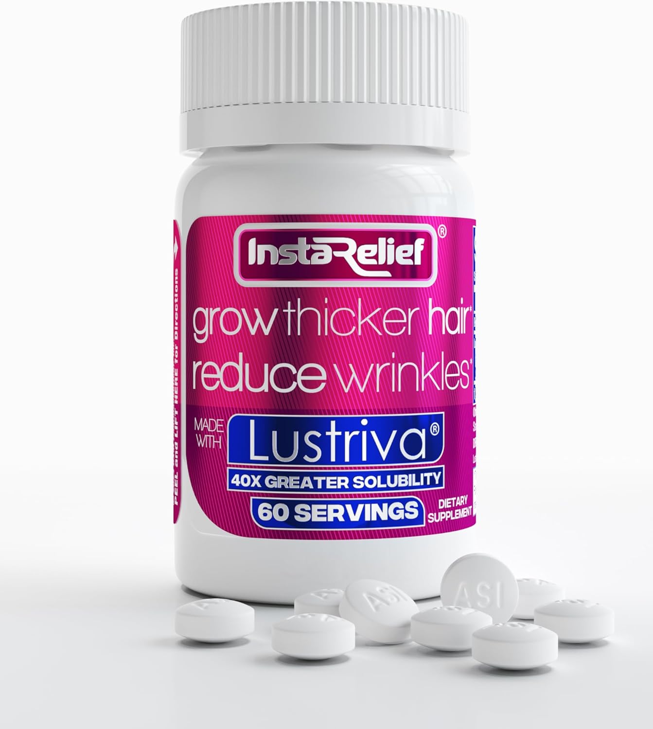 InstaRelief® Hair Growth Supplement - Grow Thicker, Healthier Hair in 3 Weeks | 60 Tablets with Biotin & Arginine