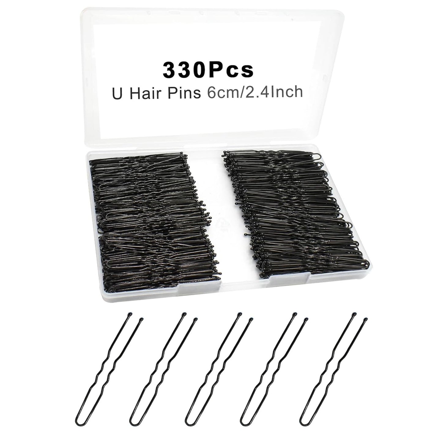U Shaped Hair Pins - 330 Count Gold Bun Pins for Women | 2.4 Inch with Storage Box, All Hair Types