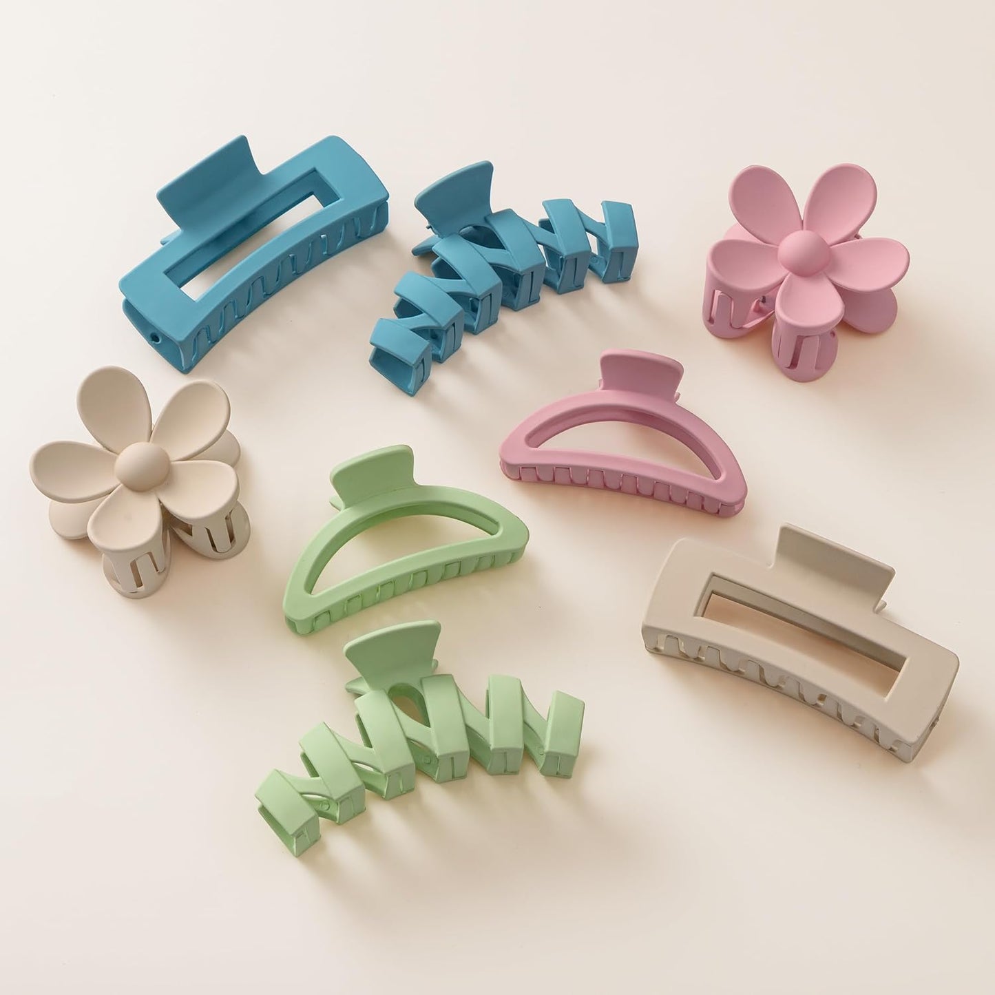Flower Hair Clips - 8PCS Non-Slip Claw Clips for Thick Hair | Multi-Style Neutral Colors Set