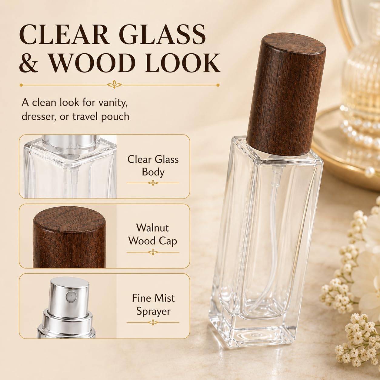 Homoyoyo 5pcs Small Perfume Spray Bottle: Square Perfume Bottle - 9ml/0. 3oz Mini Glass Dispenser - Portable Sprayer Pocket Size Atomizer for Women Men Cruise Trip