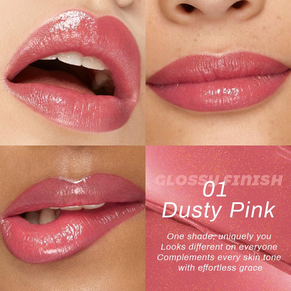 Pink Honey Lipstick Tinted Lip Balm - Moisturizing Hydrating Lip Gloss for Dry Lips | Sheer Lightweight Makeup, 1Pc #01 Dusty Pink