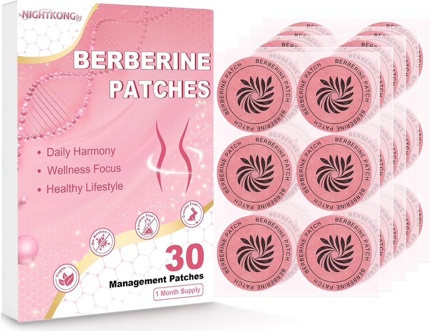 Berberine Patches for Weight Management - Infused with Green Tea, Cinnamon & L-Glutamine | 30 Self-Care Patches