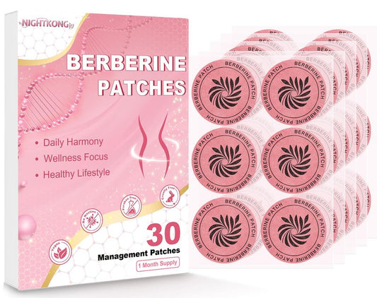 NightKong Berberine Patches for Women & Men – with Berberine, Green Tea, Cinnamon & L-Glutamine, Self Care Patch for Daily Routine – 30 Patches