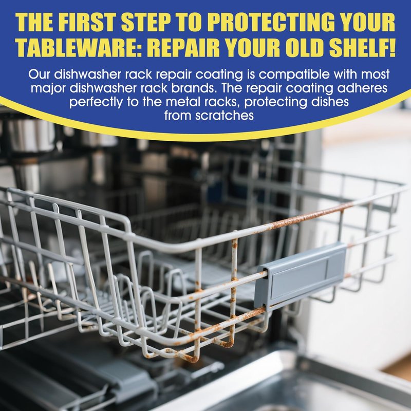 JAOJAO Dishwasher Rack Repair Coating, Dishwasher Rack Repair Kit Strong Waterproof Protection High and Low Temperature Resistant Safe Formula for Dishwashers and Vinyl Rack Restoration, 50ml White