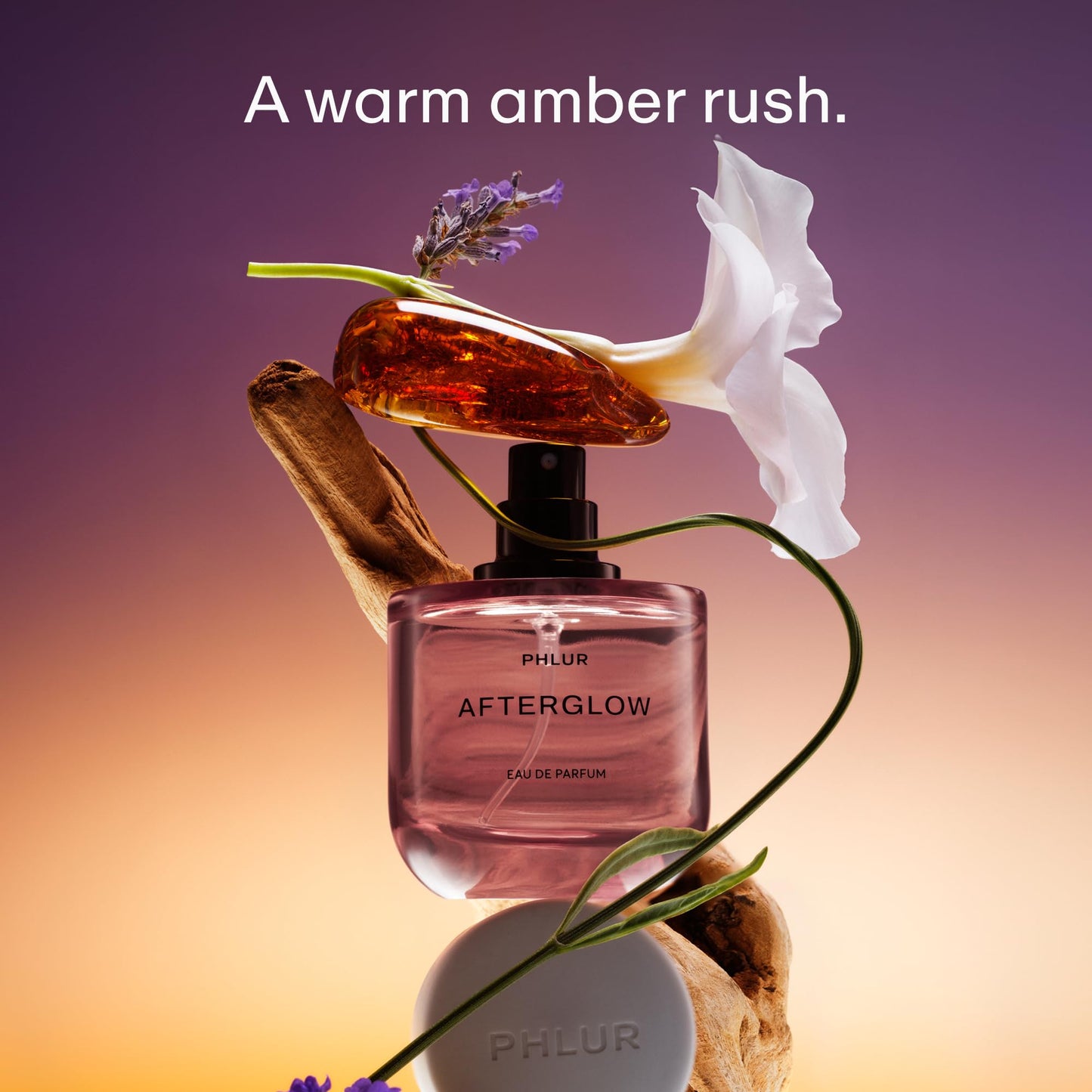PHLUR Afterglow Perfume for Women & Men, 50 mL – Warm Amber Vanilla Eau de Parfum, Citrus Apricot Coconut Fragrance with Lavender Milk, Sandalwood & Cashmere Woods