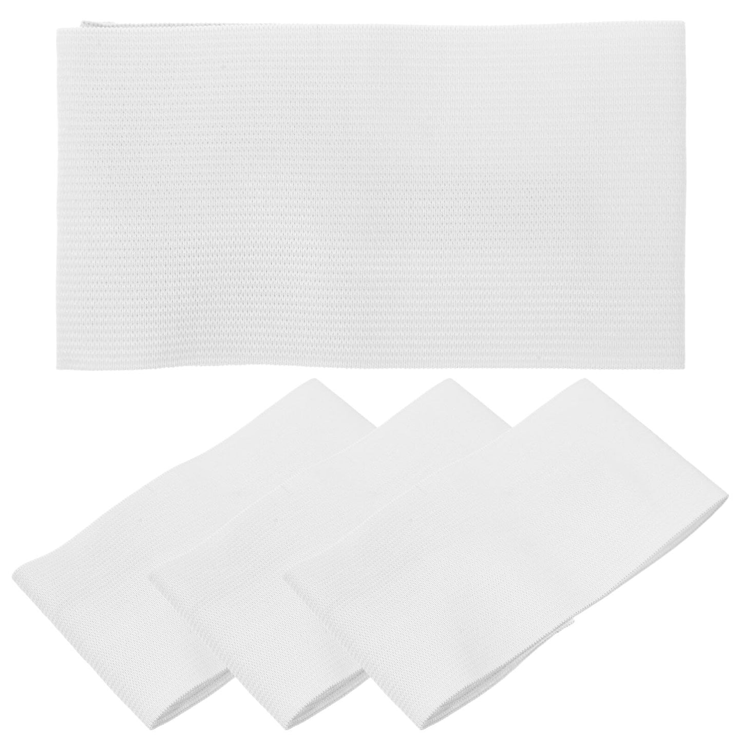 POPETPOP Adjustable White Captain Armband 4-Pack for Soccer Football Basketball Team Sports Elastic Blank DIY Player Bands 17.71X2.75In