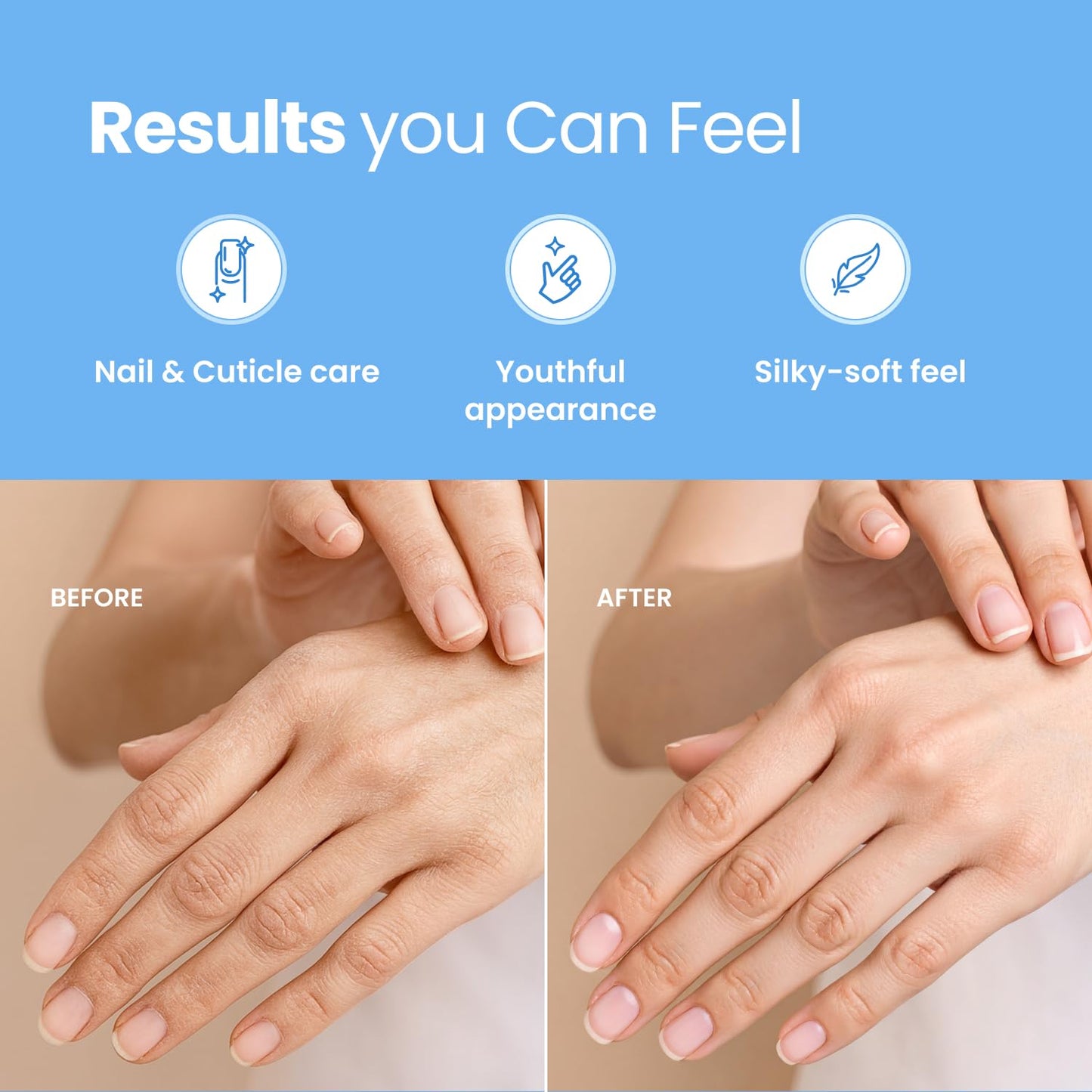 Hand Mask for Dry Hands - 4 Pairs Moisturizing Gloves with Shea Butter & Hyaluronic Acid | Vegan Korean Skincare