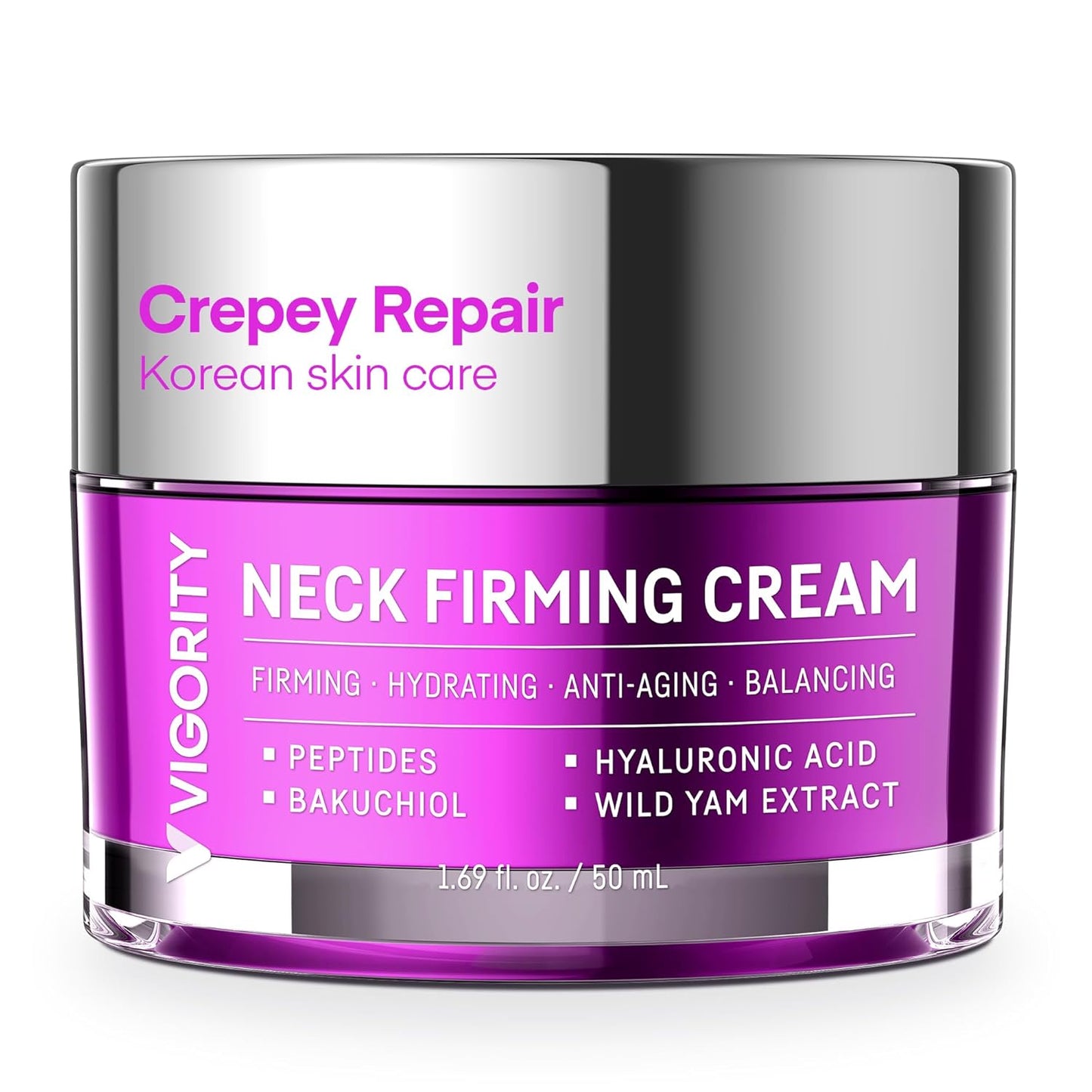 Crepey Neck Firming Cream - Hydrating Peptide & Bakuchiol Moisturizer for Wrinkles | 1.69 fl oz