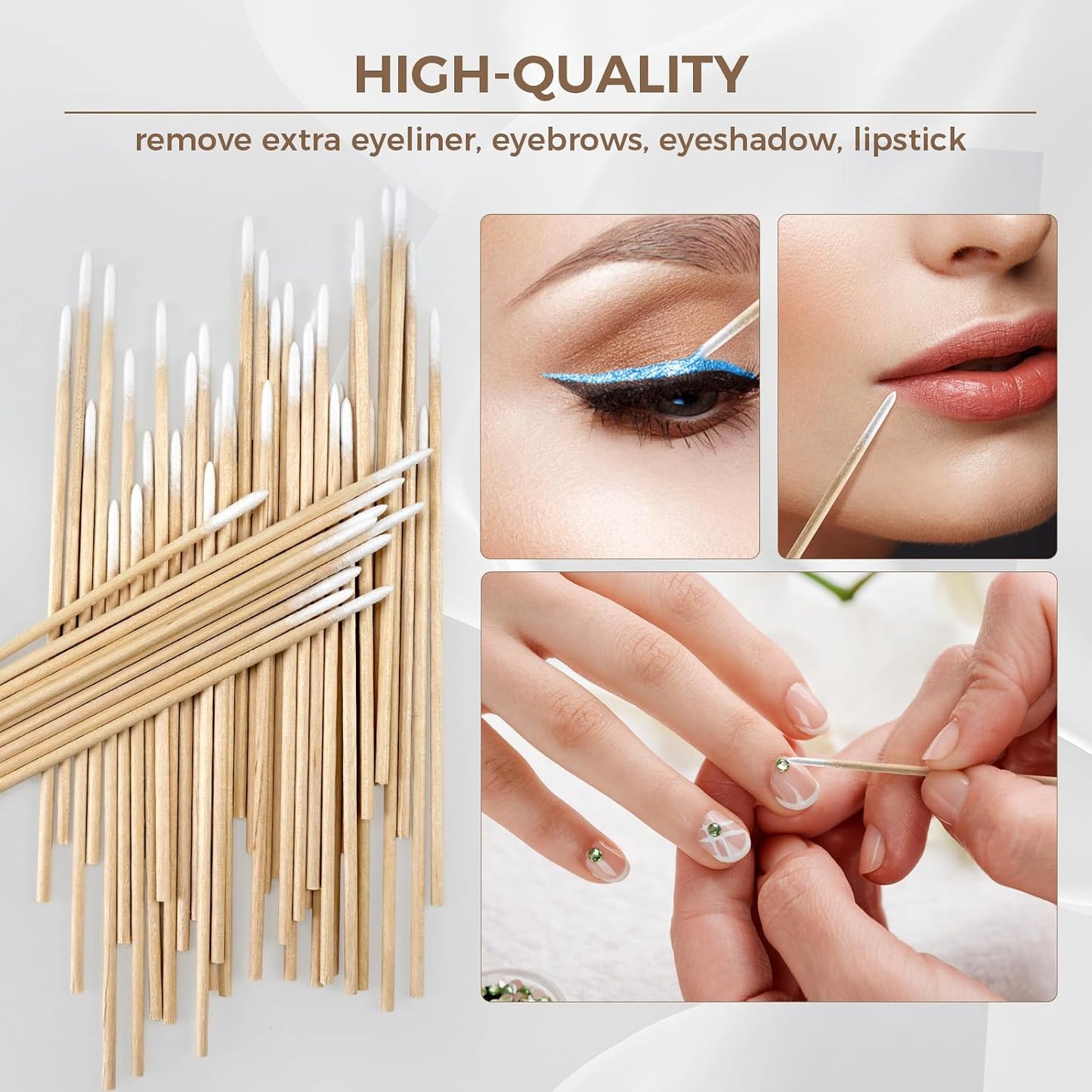 Pointed Cotton Swabs - Precision Microblading & Makeup Application | 200 Pcs with Wooden Sticks