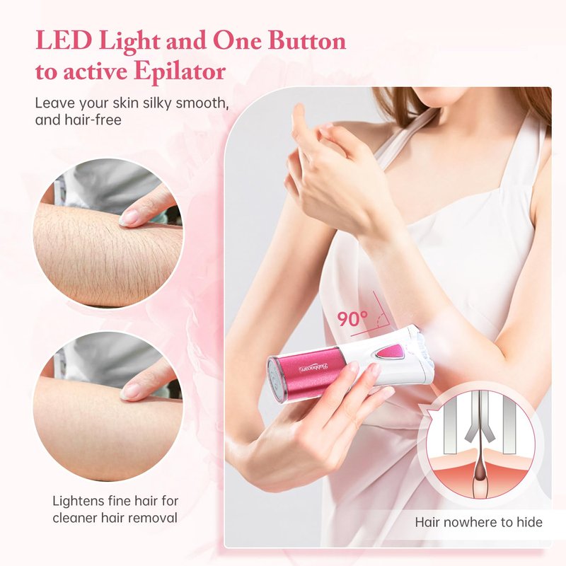 Facial Epilator for Women, Epilator for Women Smooth Glide, Hair Removal Device for Face Legs, Arms & Underarms, Painless Hair Remover