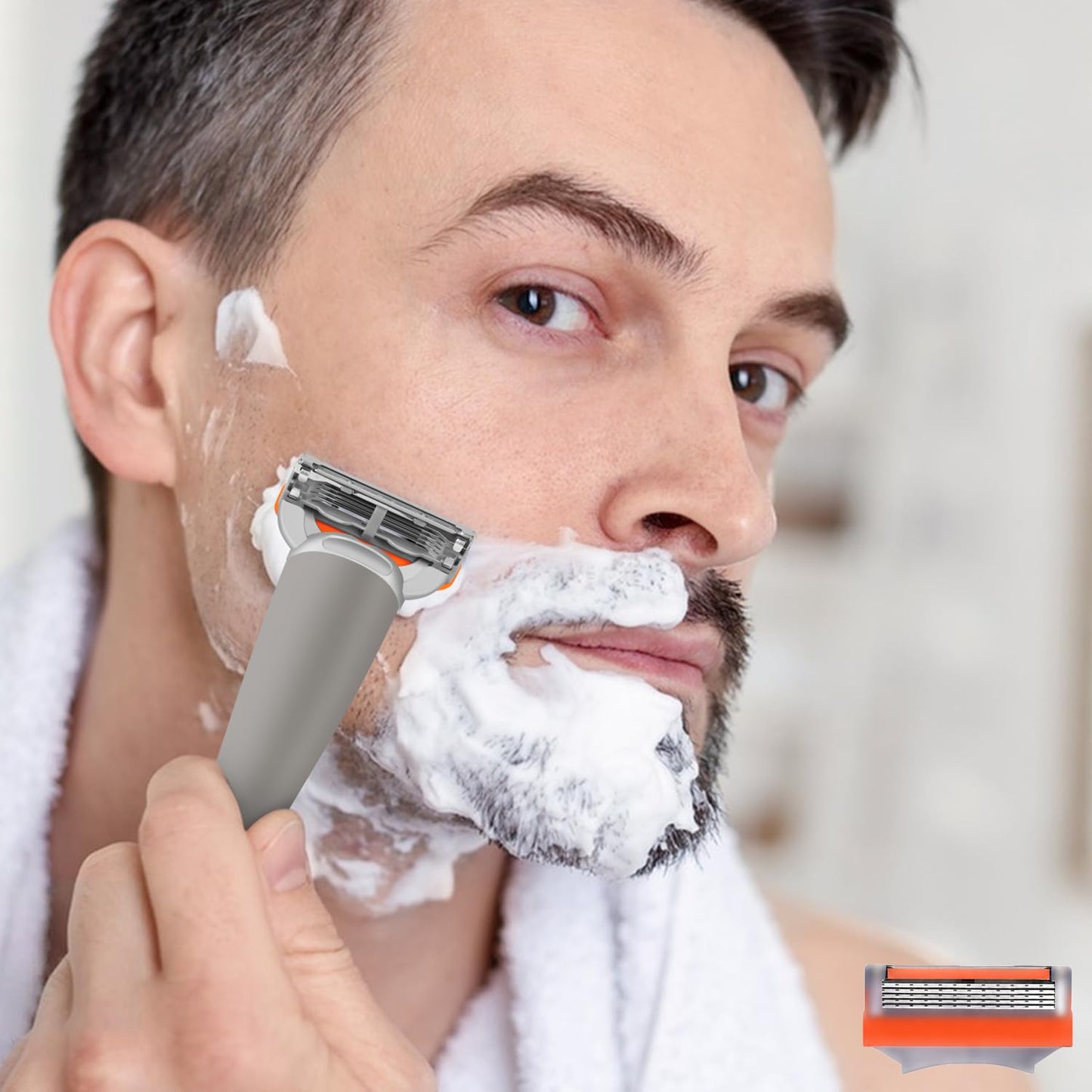 24 Pcs Razor Blade Refills for Men,Compatible with Fus-sion 5 Razor Blades Refills,Disposable Blade Manual Beard Trimmer Safety Replacement Shaver Heads Set