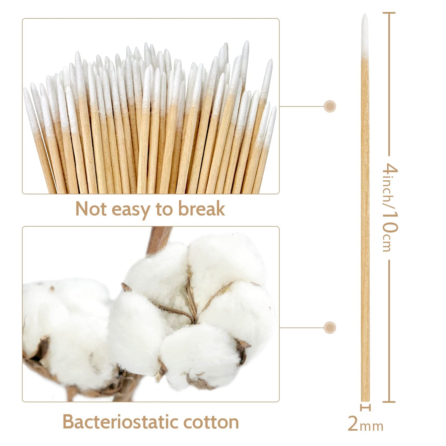 BABONIE 400PCS Pointed Cotton Swabs - Precision Microblading Cotton Swab 4 inch - Micro Sticks for Nail Supplies Makeup Tattoo Permanent Cosmetic