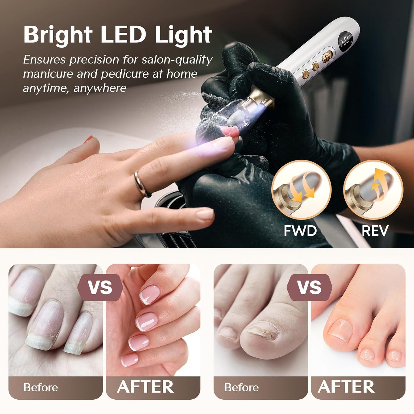Electric Nail File Set - Professional Manicure Pedicure Kit with 15 Speeds for Hand & Foot Care | Ideal for Thick Nails, Men & Women