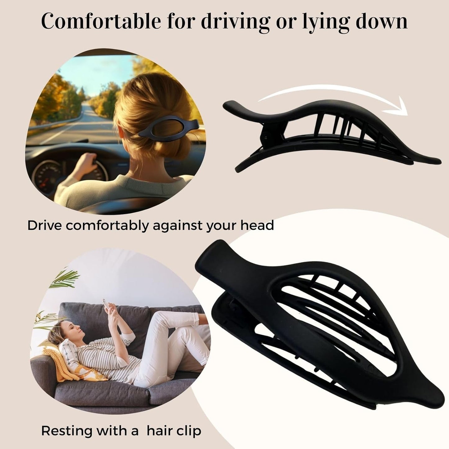 Flat Hair Clips for Women - Matte No Crease Large Claw Clips | Strong Hold Barrettes for Thick & Thin Hair - 8 Pack