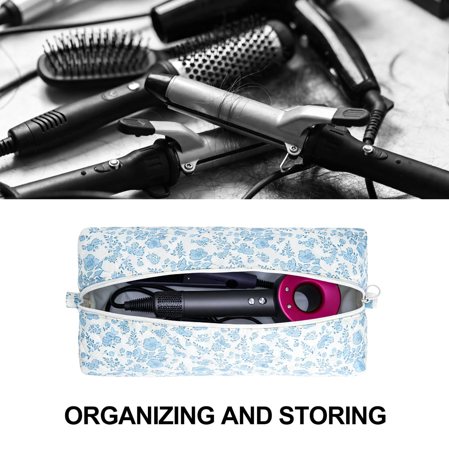 idoltimes Hair Tools Travel Bag, Quilted Hair Tools Organizer Compatible with Dyson Airwrap Styler