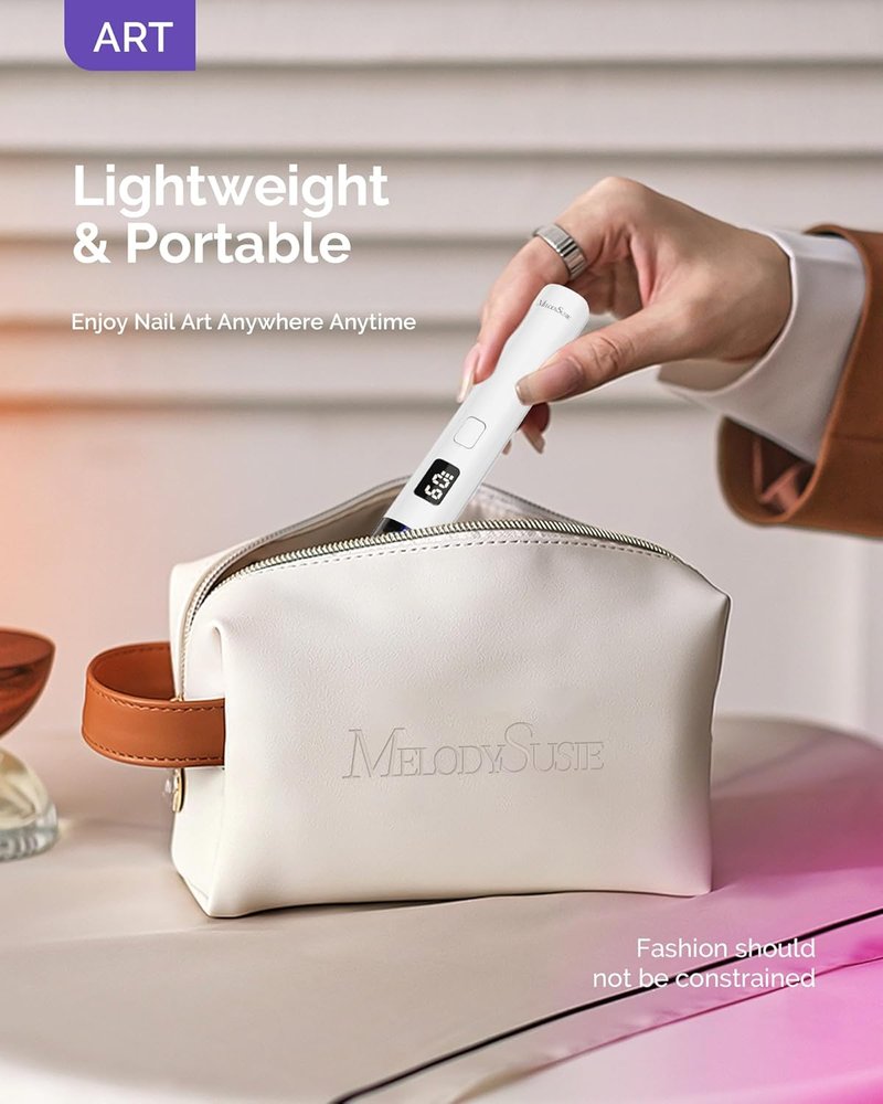 Handheld Cordless UV Nail Lamp - Rechargeable Mini LED Light with LCD Display & Eye-Protection Cover | Cures Soft Gels & Rhinestone Glue
