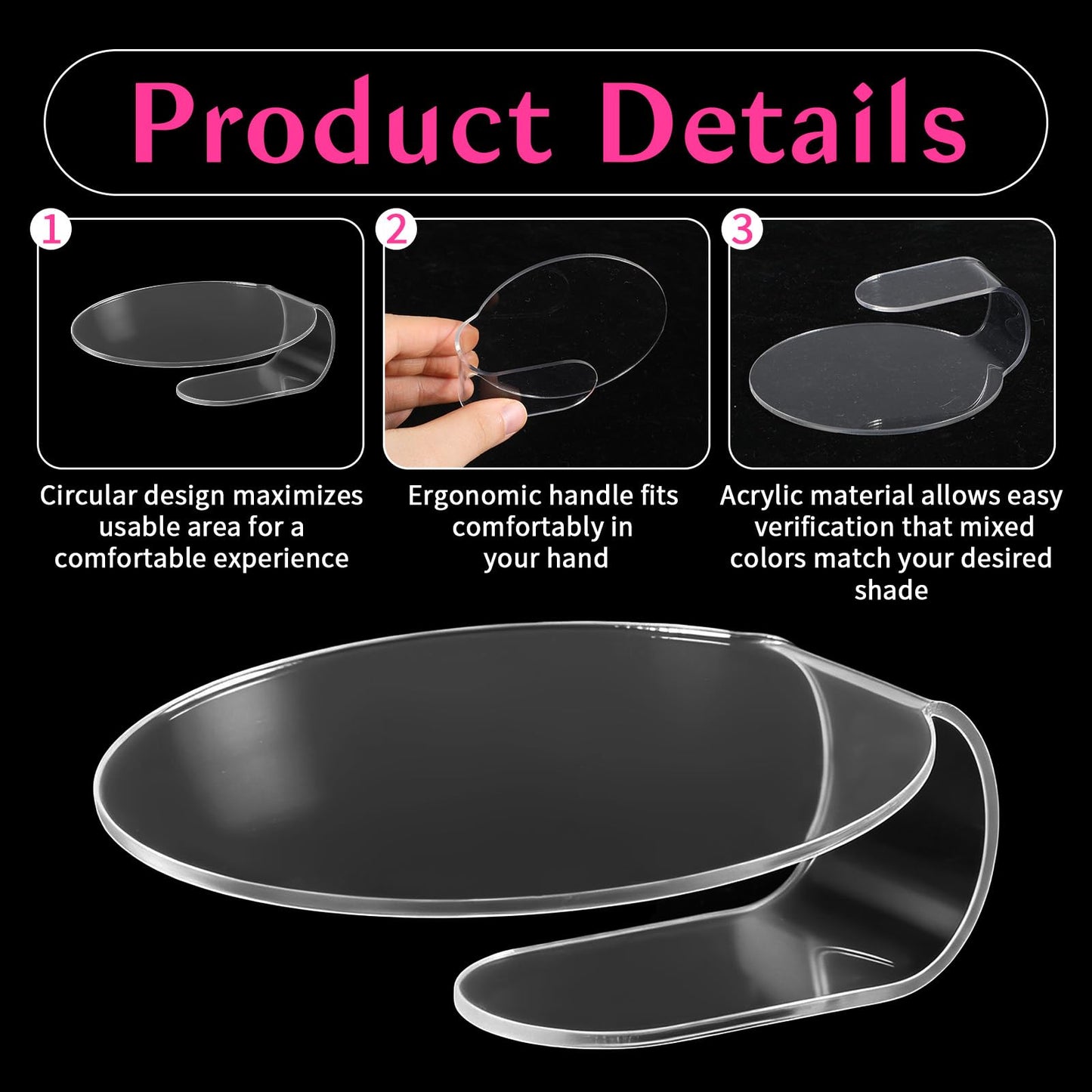 2 PCS Makeup Mixing Palette, Makeup Mixing Tray Acrylic Clear Foundation Palettes Nail Art Manicure Palettes Eyeshadow Make up Hand Palette for Beauty Salon Color Cream Mixings Foundation