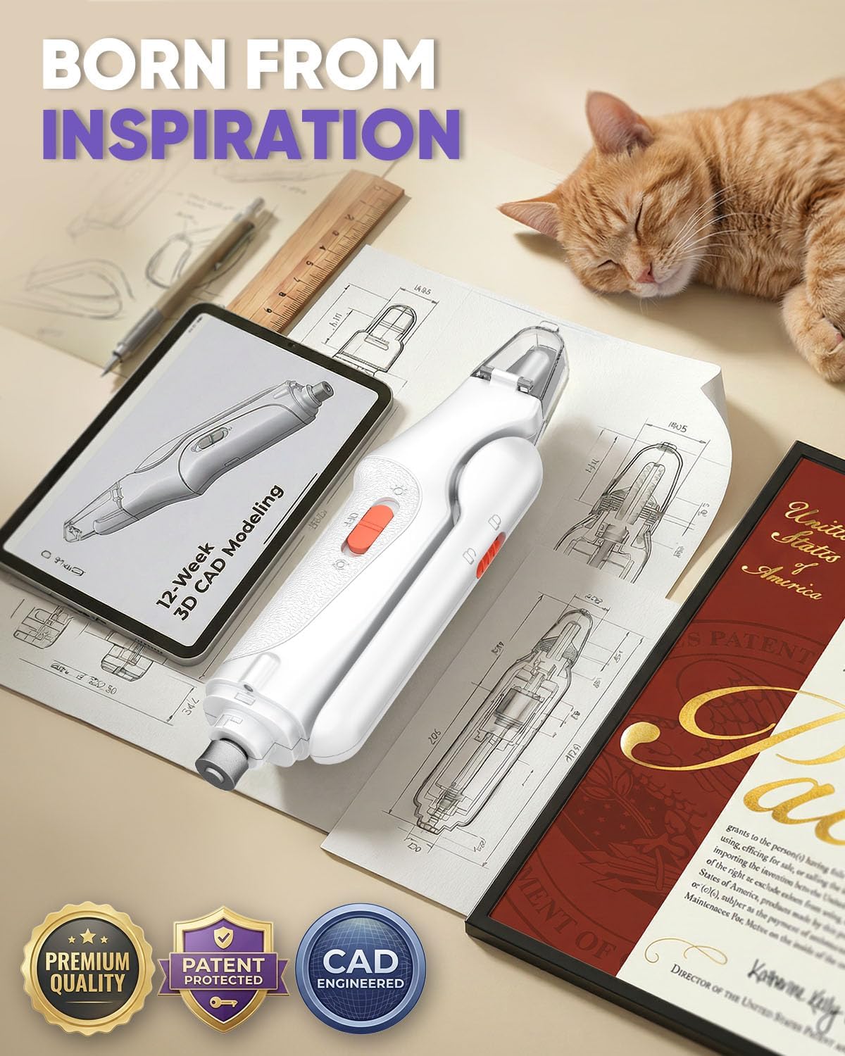 2-in-1 Cat & Dog Nail Clippers - USB Rechargeable Claw Trimmer with Quick Sensor & LED Lights | For All Sizes